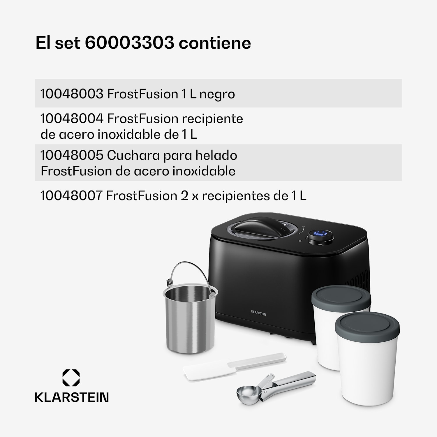 FrostFusion máquina de helados, preparador de granizados y yogur con compresor y accesorios | 1 L | 100 W 