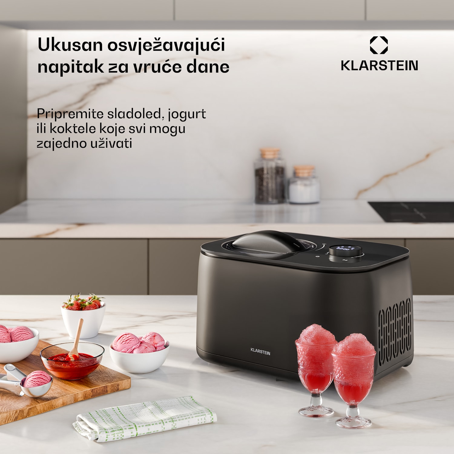 FrostFusion aparat za sladoled, slushie i jogurt s kompresorom i priborom | 1 L | 100 W 