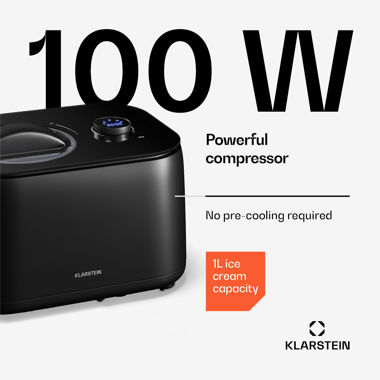 Máquina de gelados, slushies & iogurtes FrostFusion com compressor e acessórios | 1 l | 100 W 