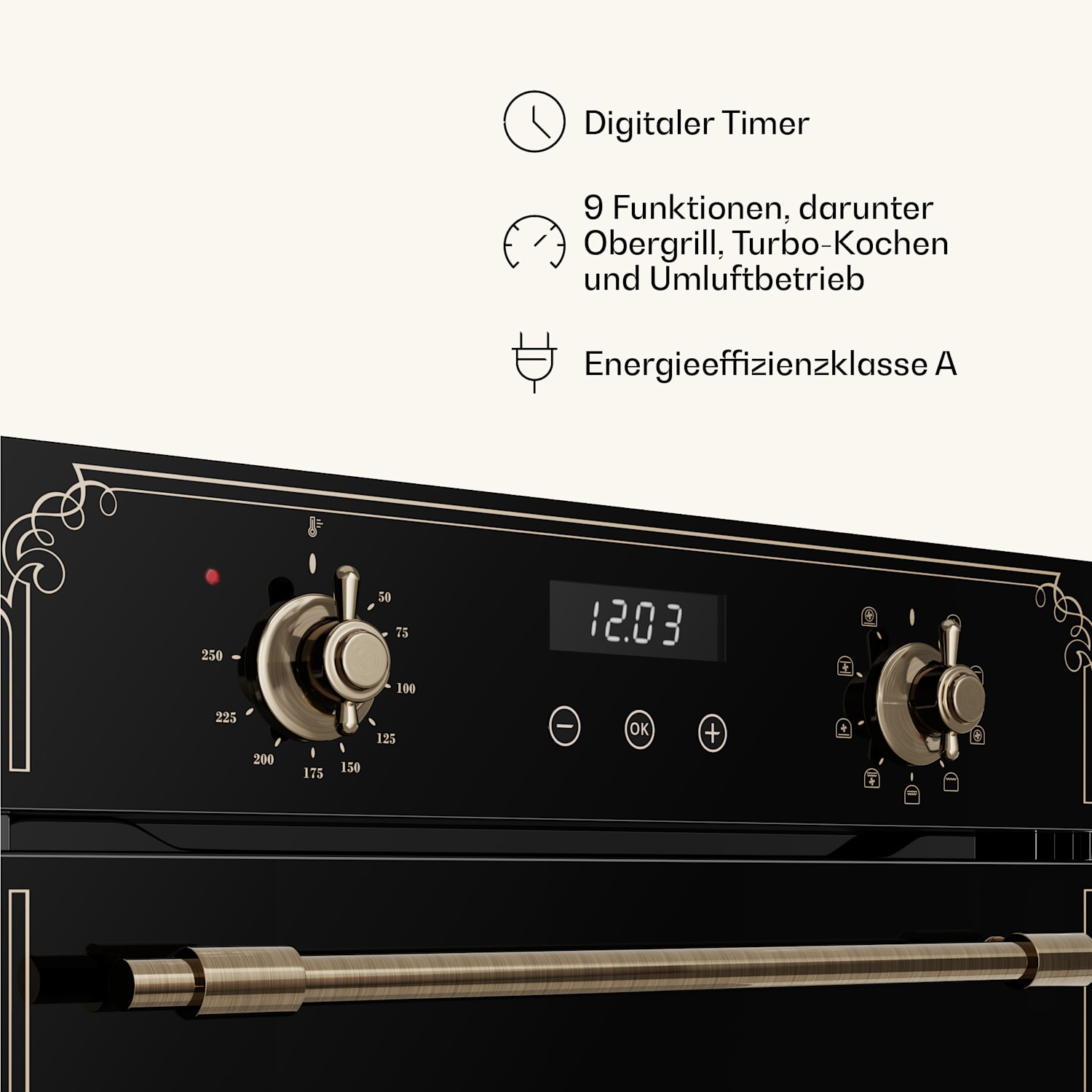 Victoria - Piano cottura in vetroceramica + forno compatto | Senza tempo | 45 cm 