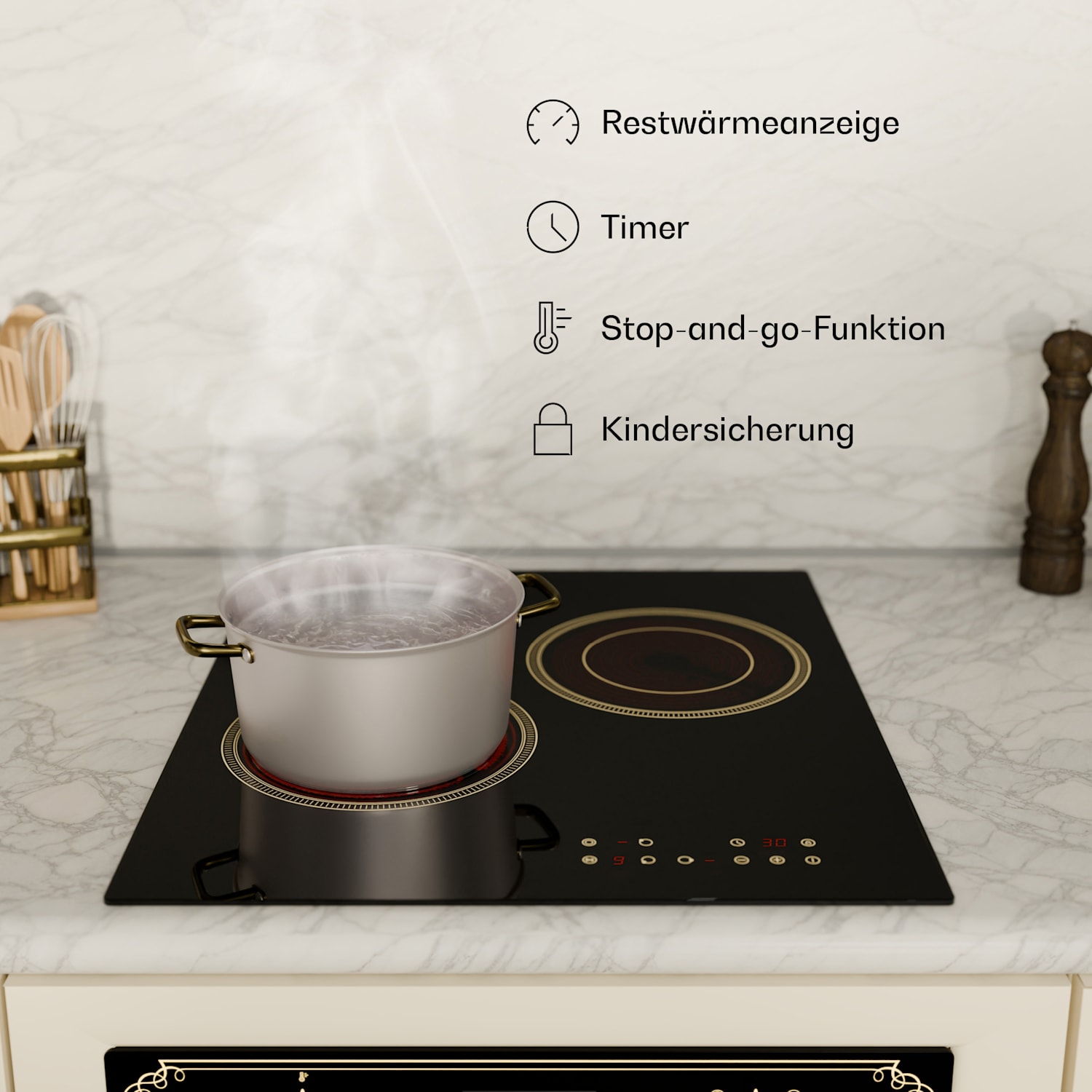 Victoria - Piano cottura in vetroceramica + forno compatto | Senza tempo | 45 cm 