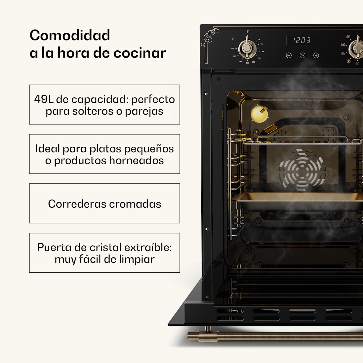 Victoria placa vitrocerámica + horno estrecho Victoria | Atemporal | 45 cm 