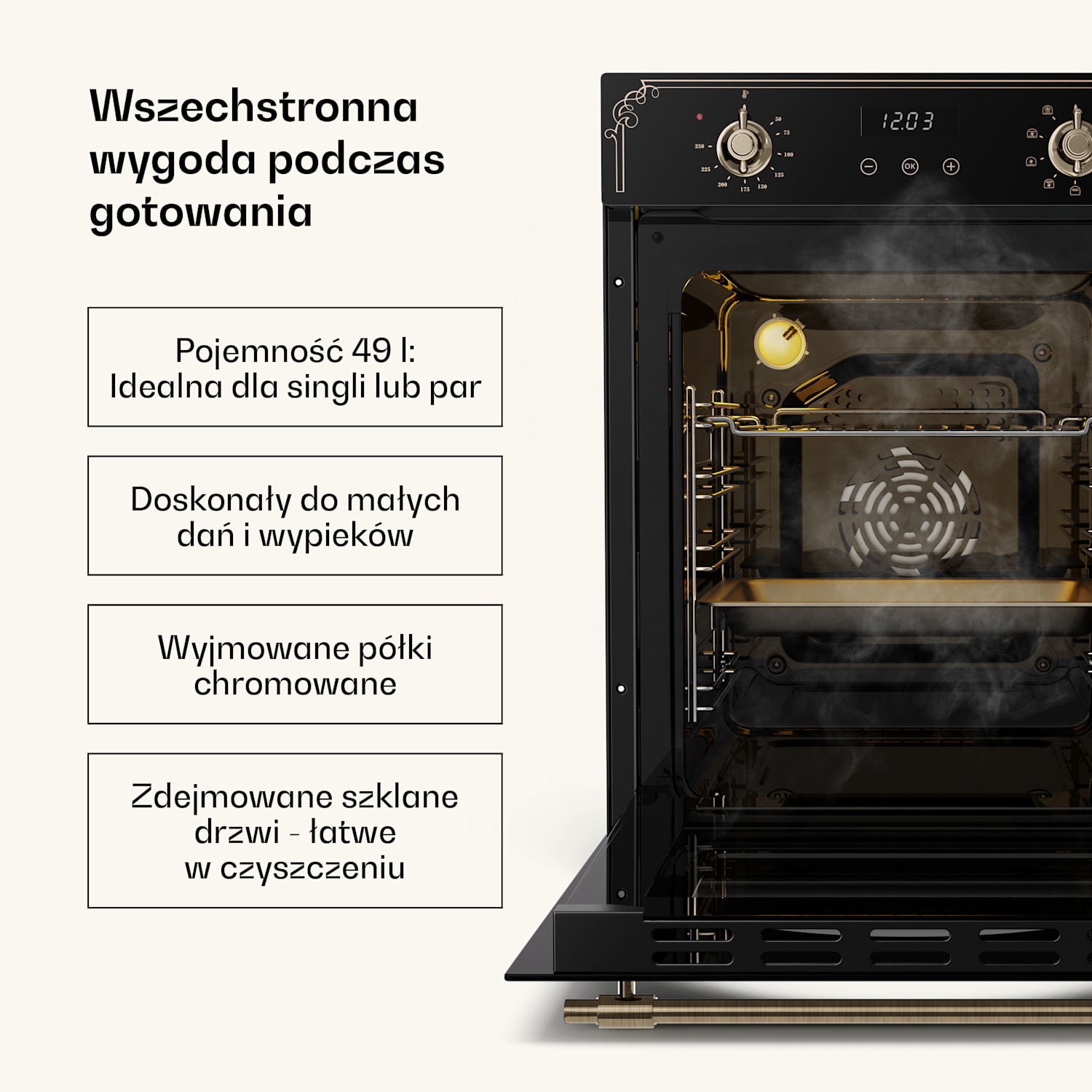 Płyta ceramiczna Victoria + wąski piekarnik Victoria | Ponadczasowa | 45 cm 