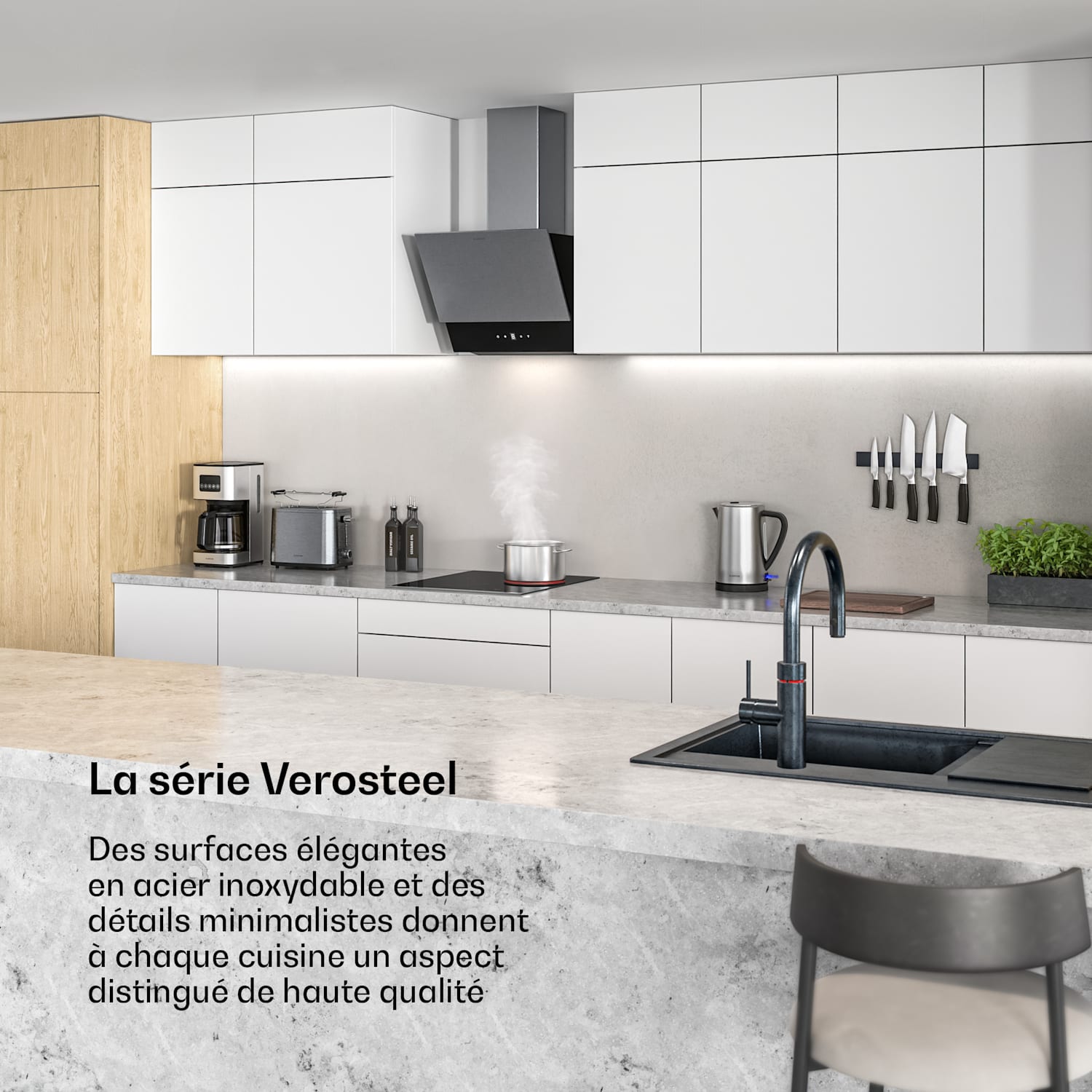 Verosteel plaque vitrocéramique + hotte sans cheminée Verosteel | 45 cm 