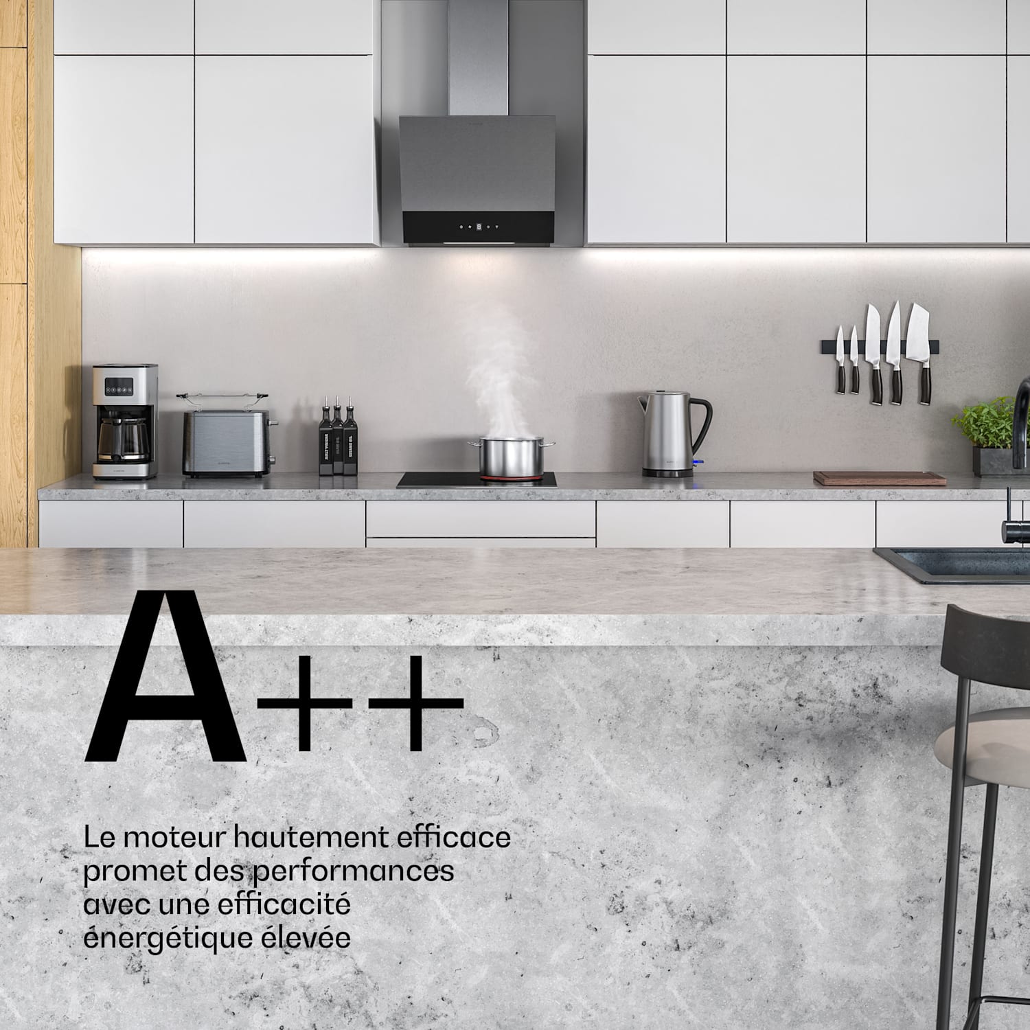 Verosteel plaque vitrocéramique + hotte sans cheminée Verosteel | 45 cm 