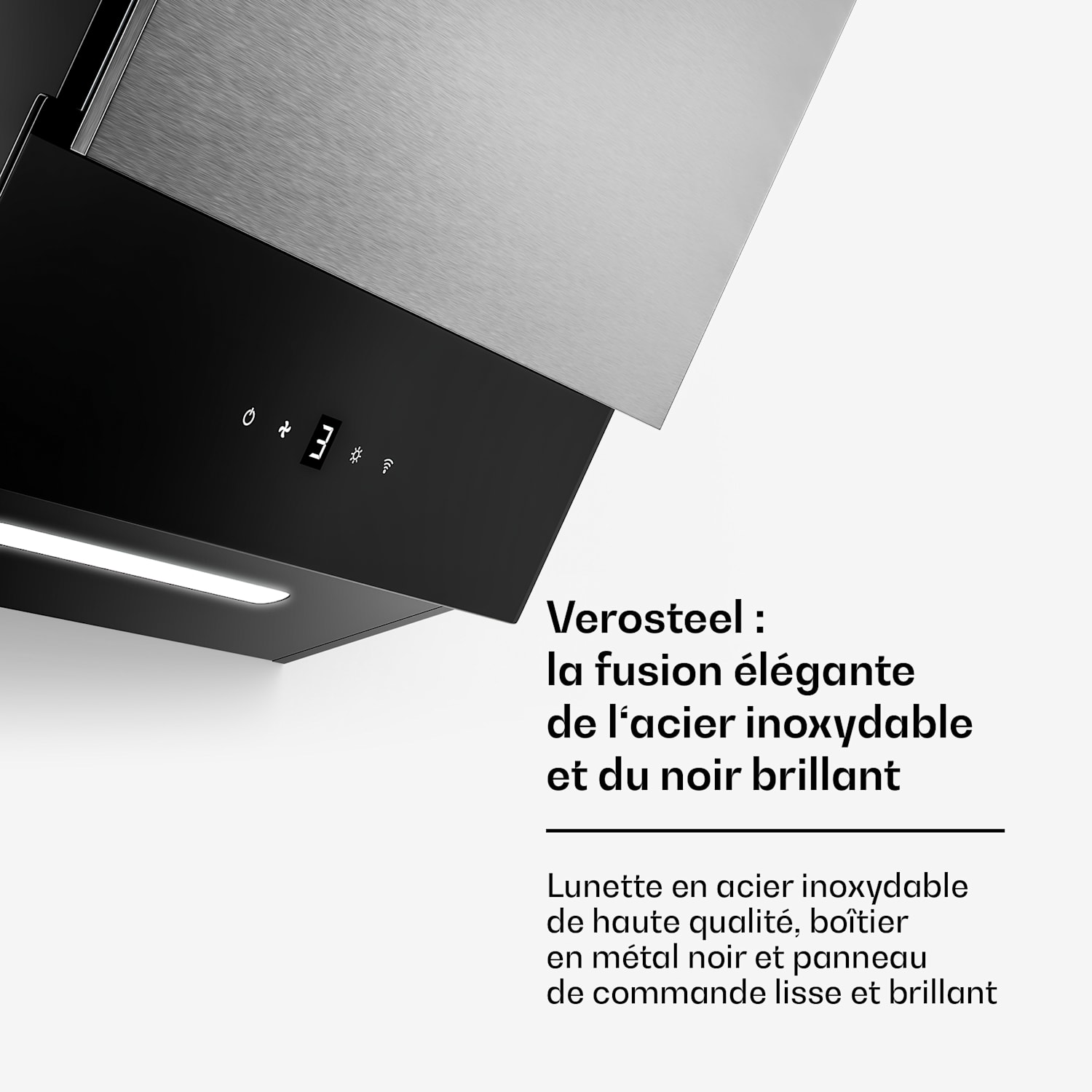 Verosteel plaque vitrocéramique + hotte sans cheminée Verosteel | 45 cm 