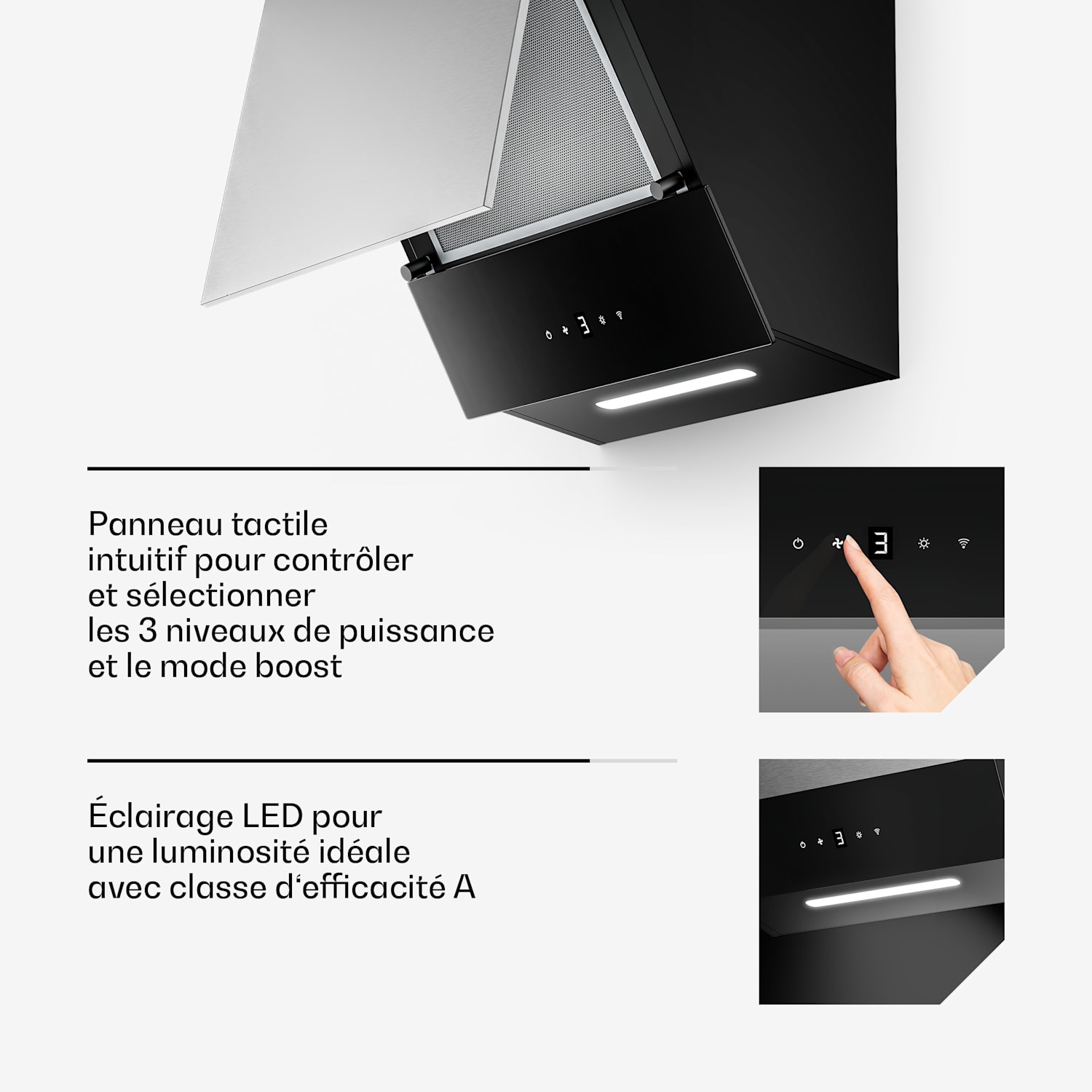 Verosteel plaque vitrocéramique + hotte sans cheminée Verosteel | 45 cm 