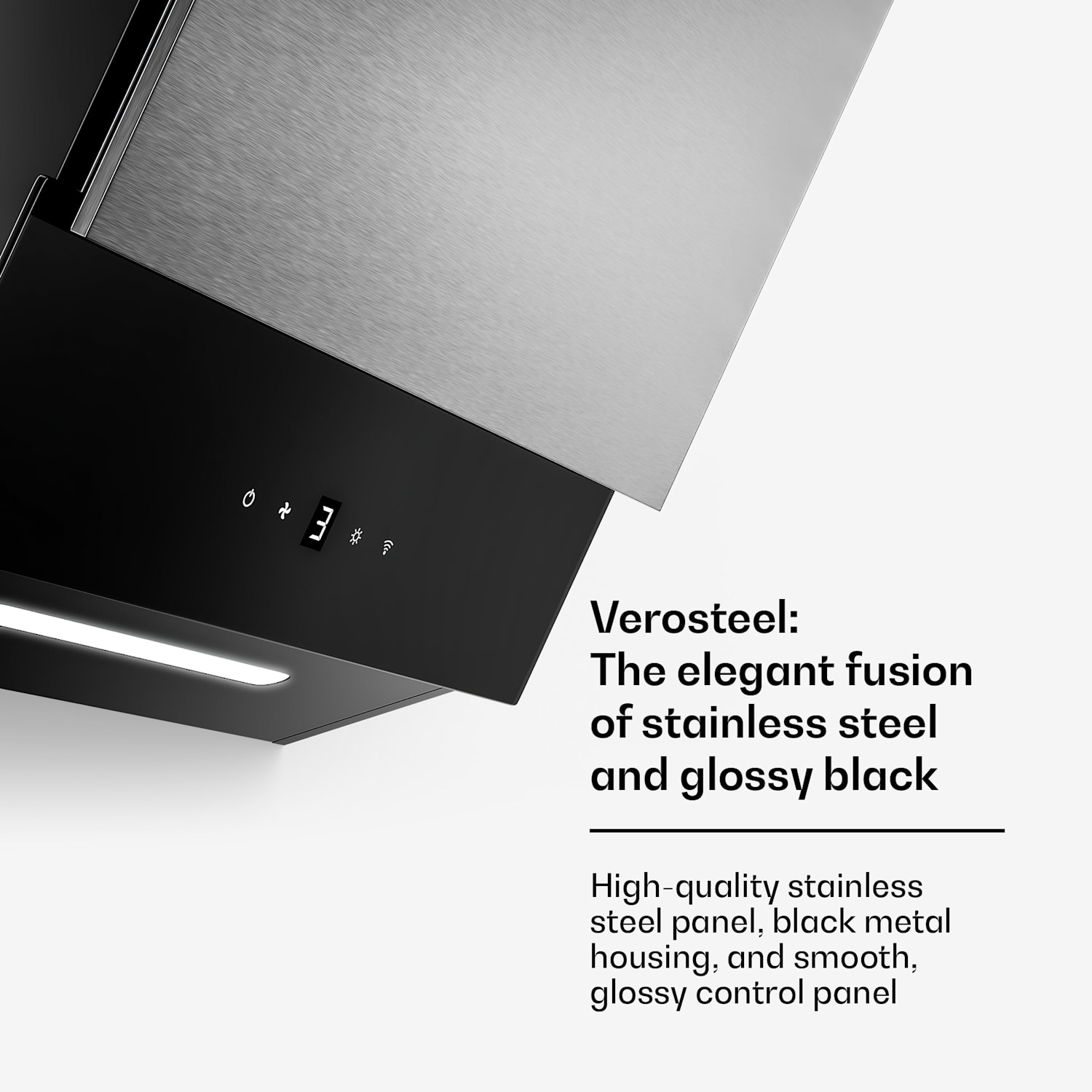Verosteel glaskeramische kookplaat + Verosteel kopvrije afzuigkap | 45 cm 