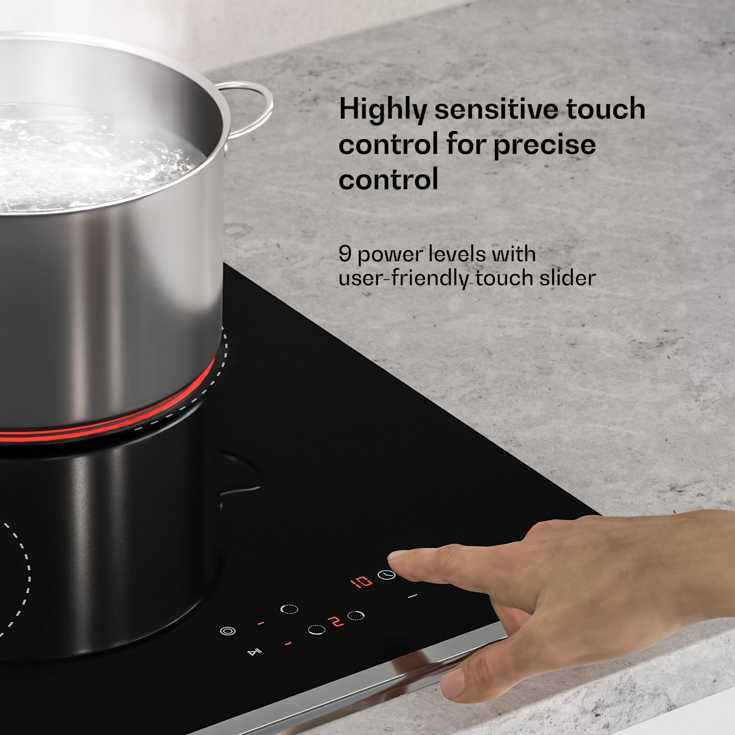 Verosteel glaskeramische kookplaat + Verosteel kopvrije afzuigkap | 45 cm 