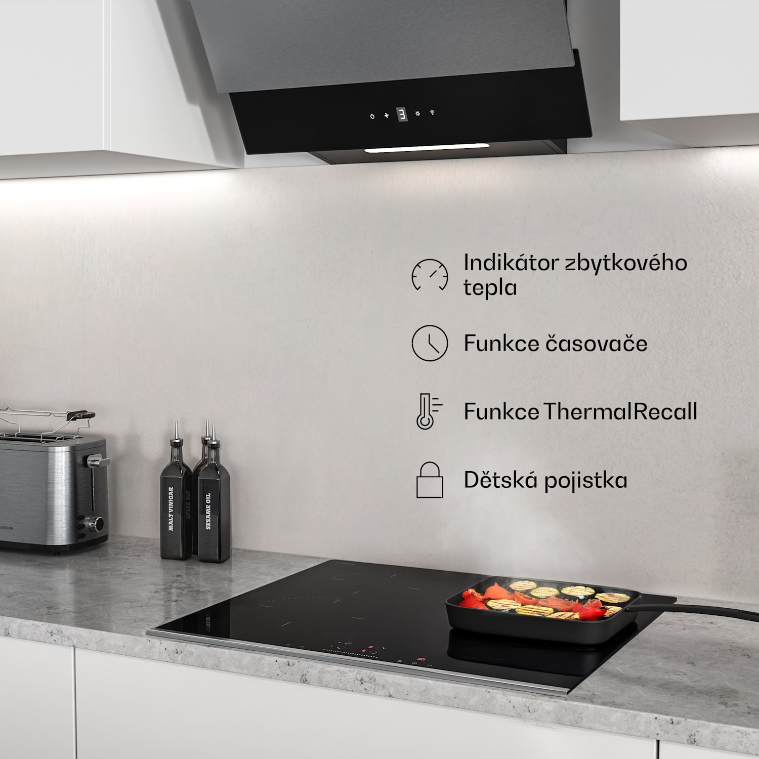 Verosteel indukční varná deska + Verosteel bezramová digestoř | 60 cm 