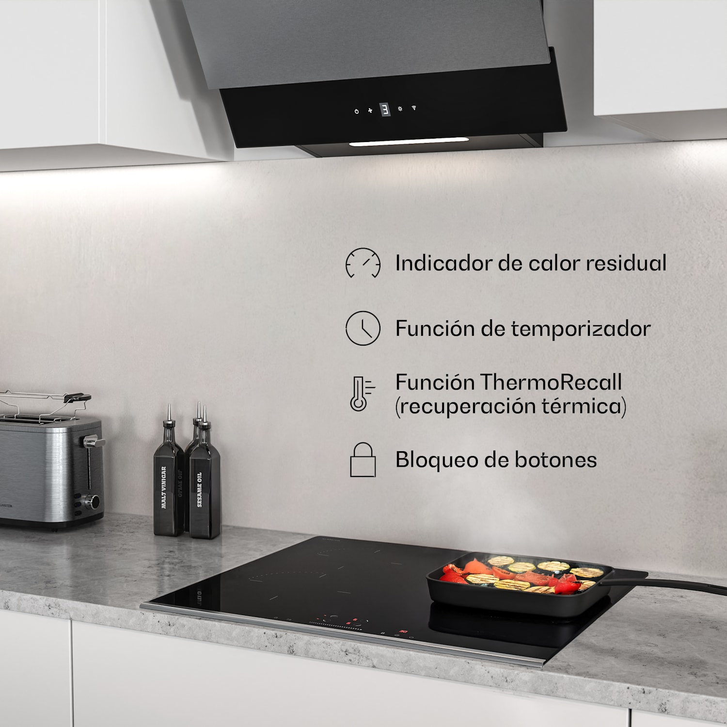 Verosteel placa de inducción + campana extractora sin frente Verosteel | 60 cm 