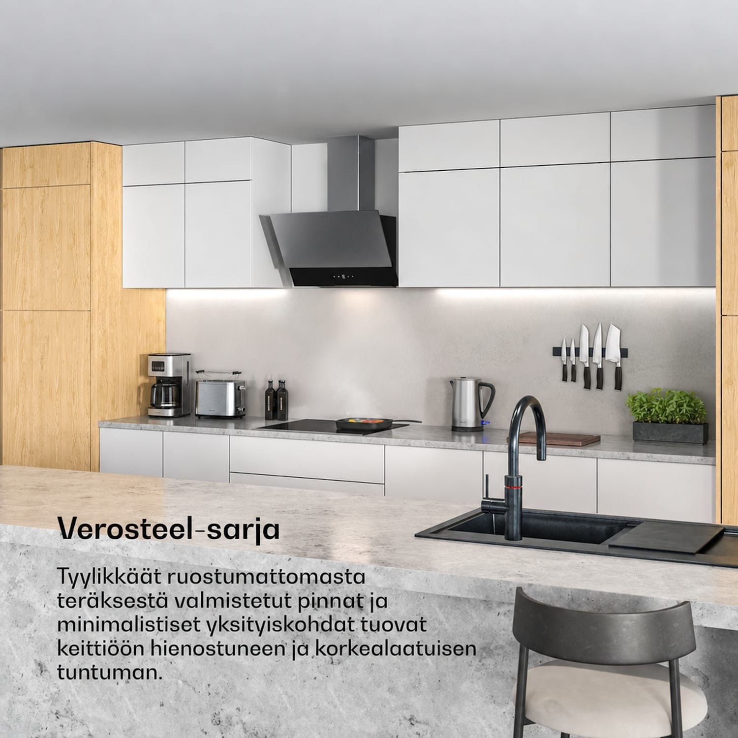 Verosteel induktioliesitaso + Verosteel päänvapautuuominihuppu | 60 cm 