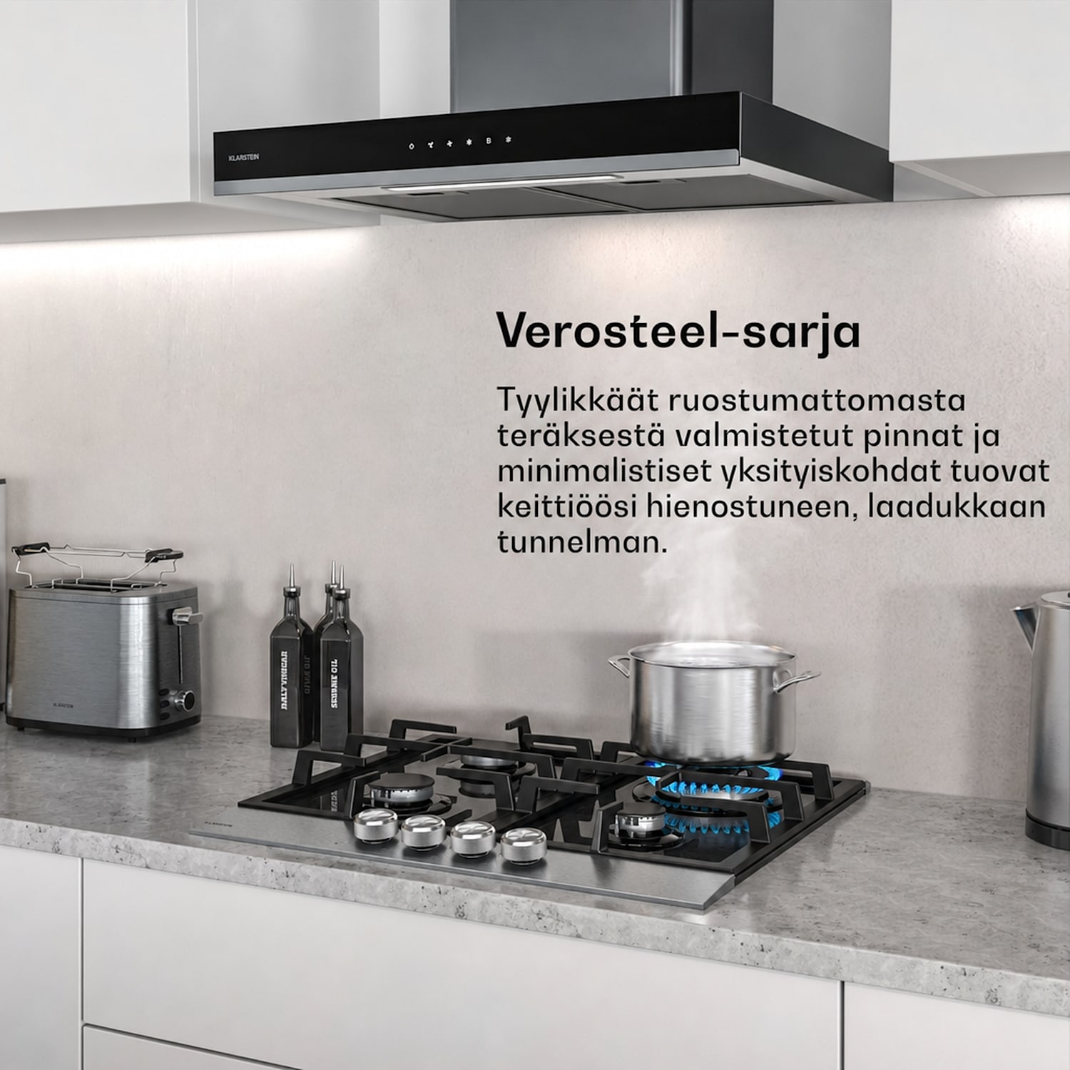 Verosteel kaasuliesi + Verosteel hormituuletin | ruostumaton teräs | 60 cm 