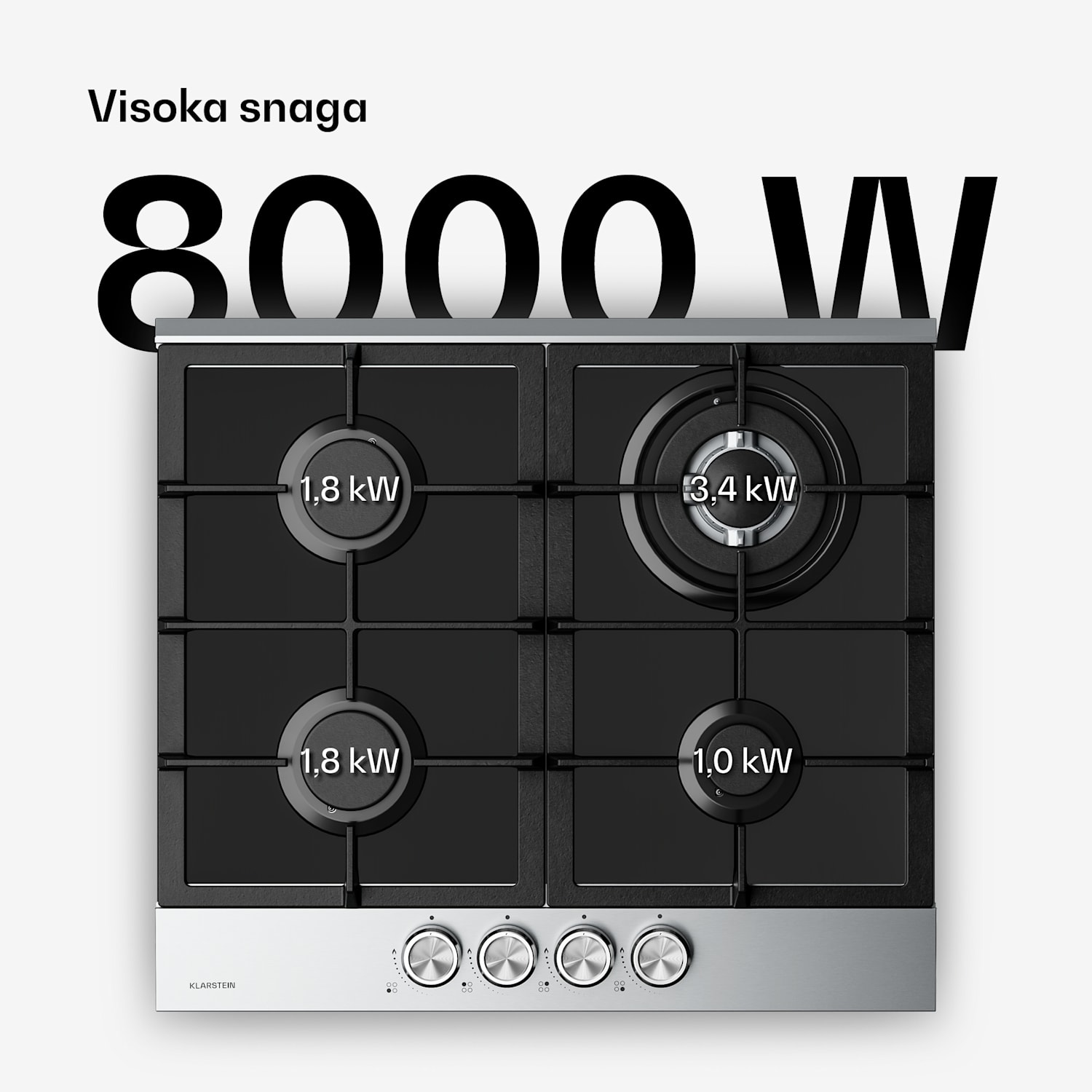 Verosteel plinska ploča za kuhanje + Verosteel dimnjačka napa | nehrđajući čelik | 60 cm 