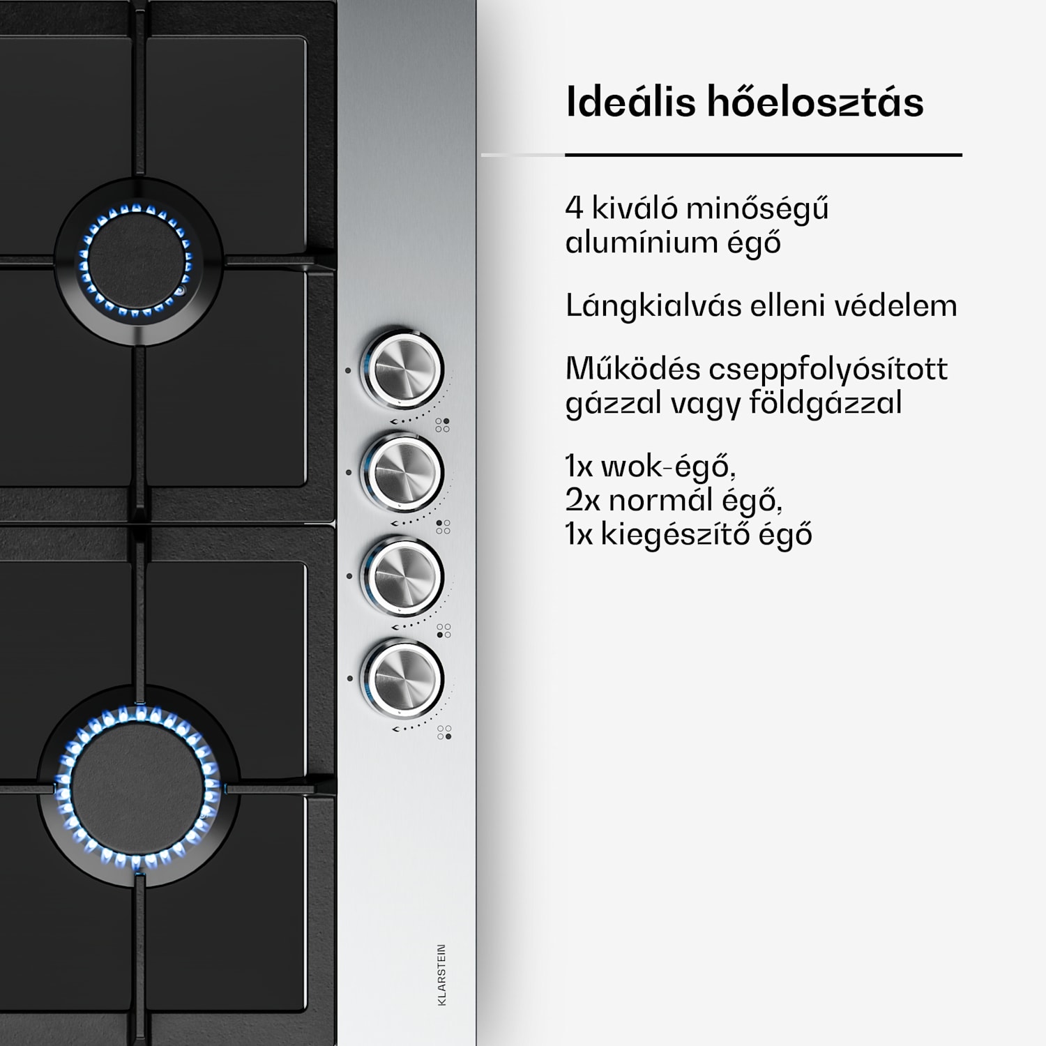 Verosteel gázfőzőlap + Verosteel kéményelszívó | rozsdamentes acél | 60 cm 