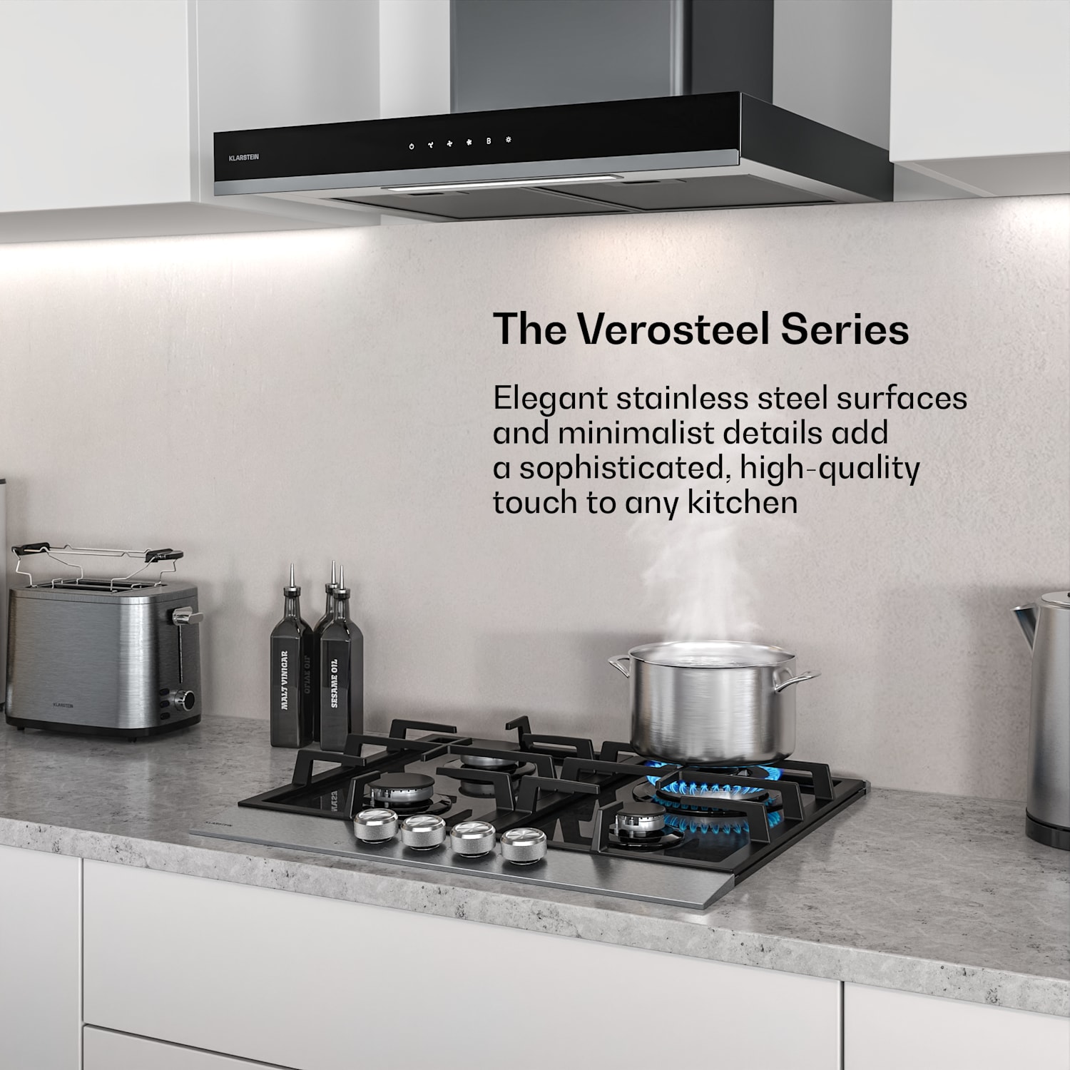 Verosteel gaskookplaat + Verosteel afzuigkap | rvs | 60 cm 