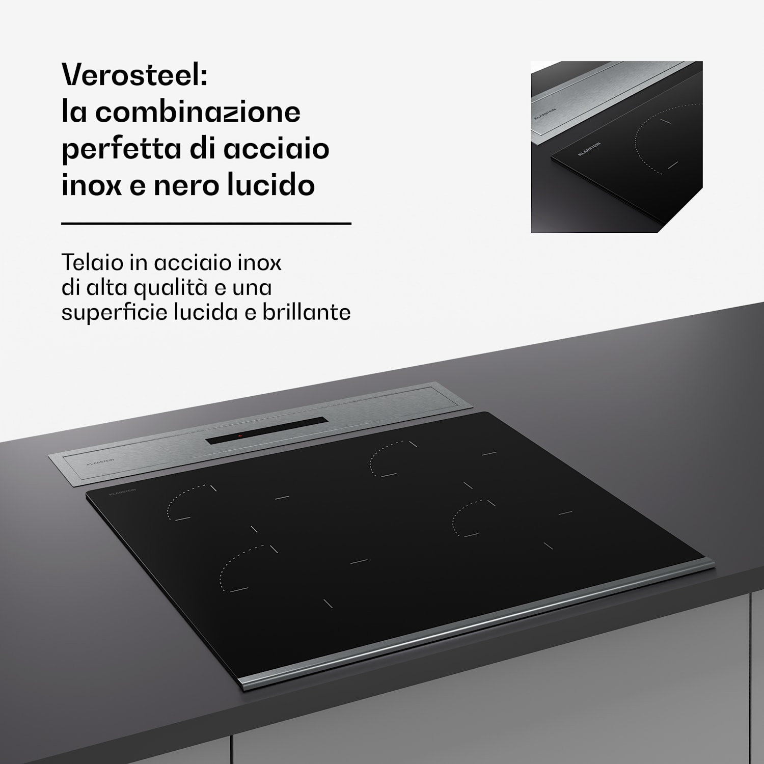 Verostee - Piano cottura a induzione + cappa aspirante, 60 cm 
