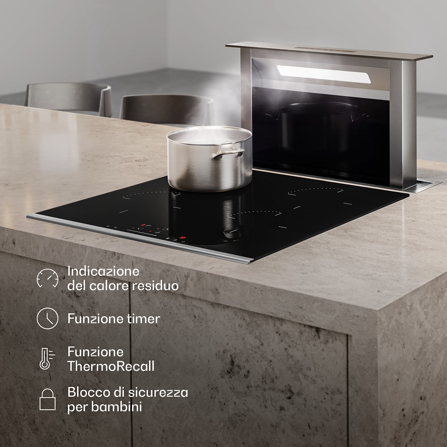 Verostee - Piano cottura a induzione + cappa aspirante, 60 cm 