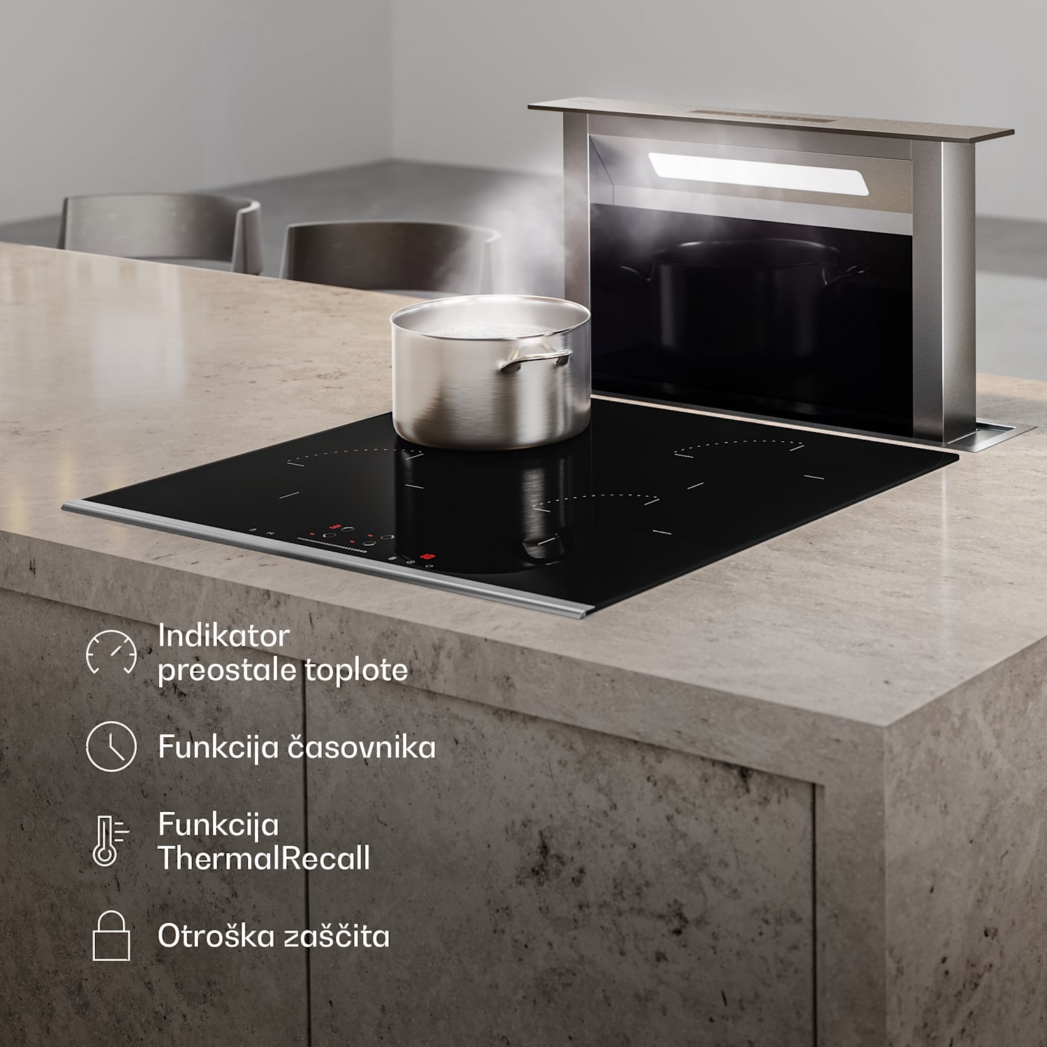 Verosteel indukcijska kuhalna plošča + Verosteel vgradna kuhinjska napa | 60 cm 