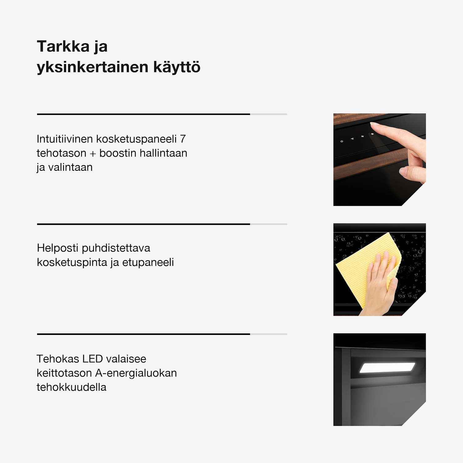 Velaire induktioliesitaso + Velaire liesituuletin | Minimalistinen | 60 cm 