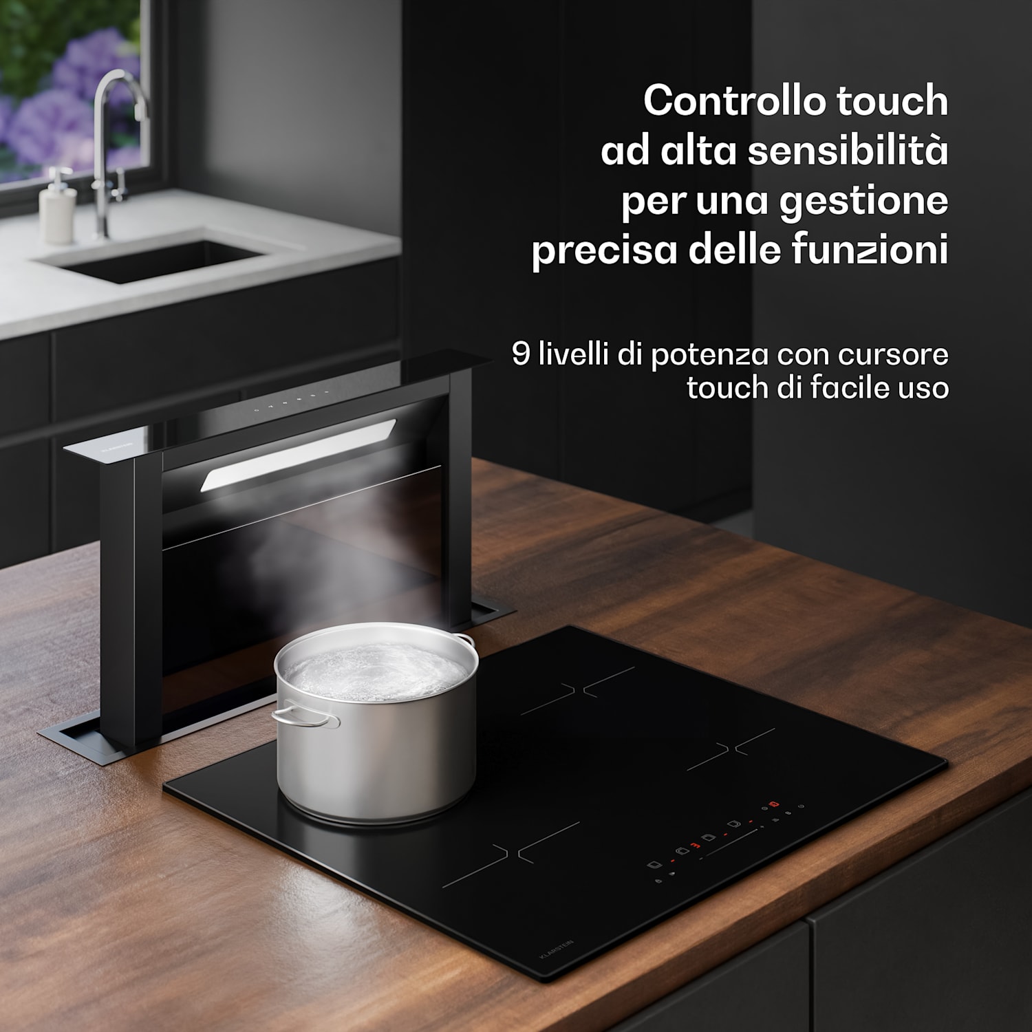 Velaire piano cottura a induzione + cappa integrata Velaire | Minimalista | 60 cm 