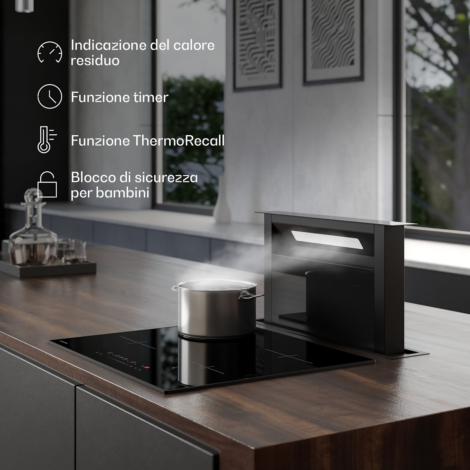 Velaire piano cottura a induzione + cappa integrata Velaire | Minimalista | 60 cm 