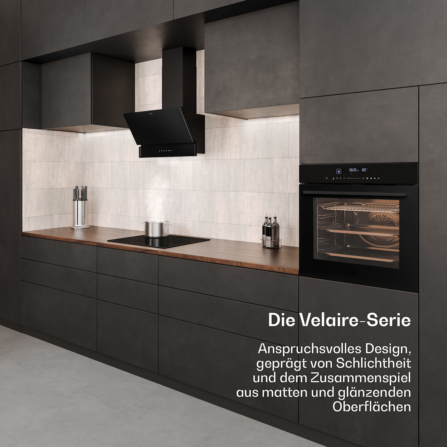 Velaire - Forno da incasso + piano cottura a induzione + cappa a parete | 60 cm 