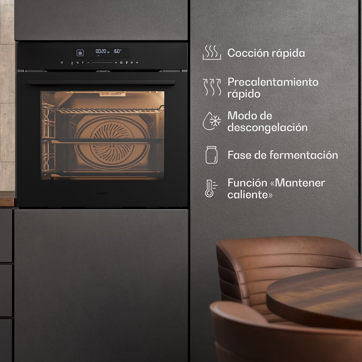 Velaire horno empotrado + placa de inducción Velaire + campana extractora sin borde 60 cm 