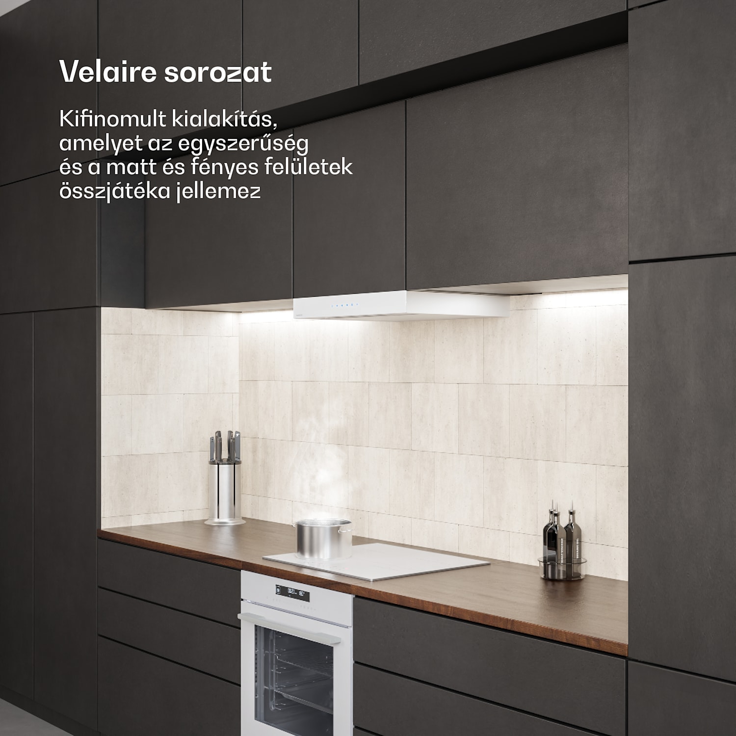 Velaire indukciós főzőlap + Velaire beépített sütő + Velaire teleszkópos páraelszívó | 60 cm 