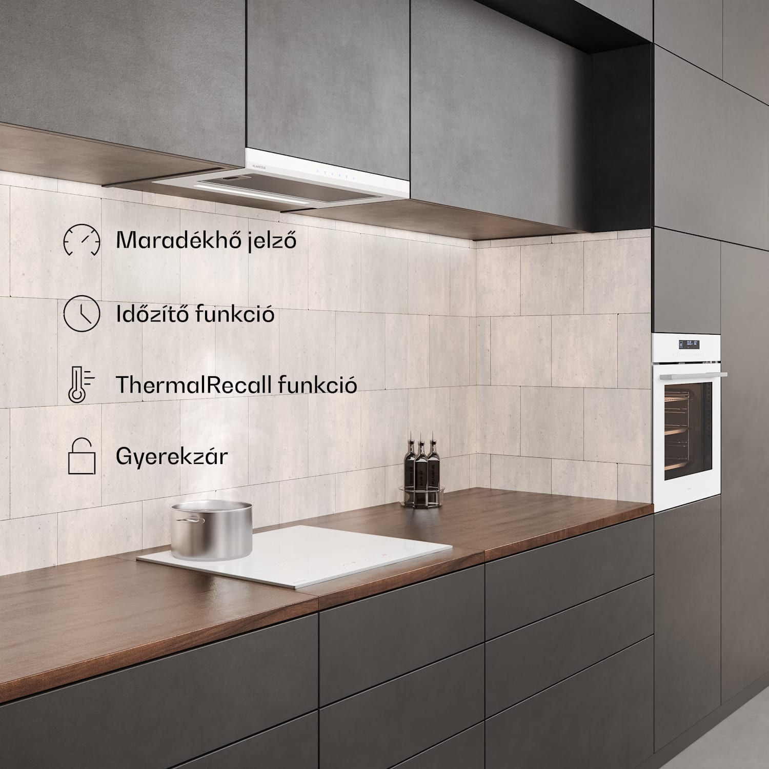 Velaire indukciós főzőlap + Velaire beépített sütő + Velaire teleszkópos páraelszívó | 60 cm 