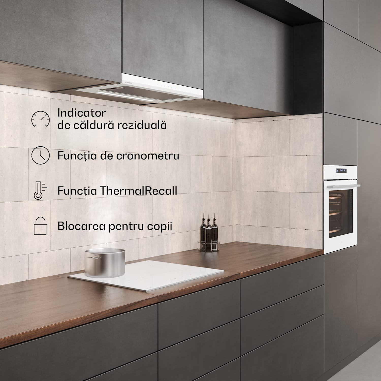 Cuptor încorporat Velaire + Plită cu inducție Velaire + Hotă Velaire | 60 cm 