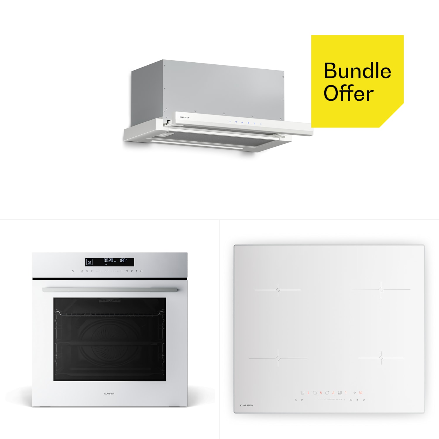 Velaire inductiekookplaat + Velaire inbouwoven + Velaire telescopische afzuigkap | 60 cm 