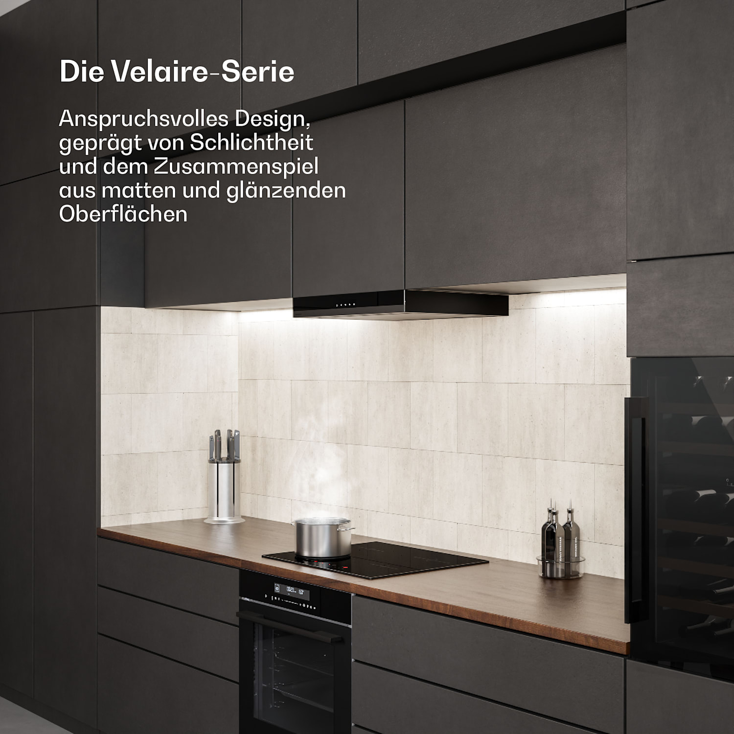 Velaire - Piano cottura a induzione + forno da incasso + cappa telescopica | 60 cm 