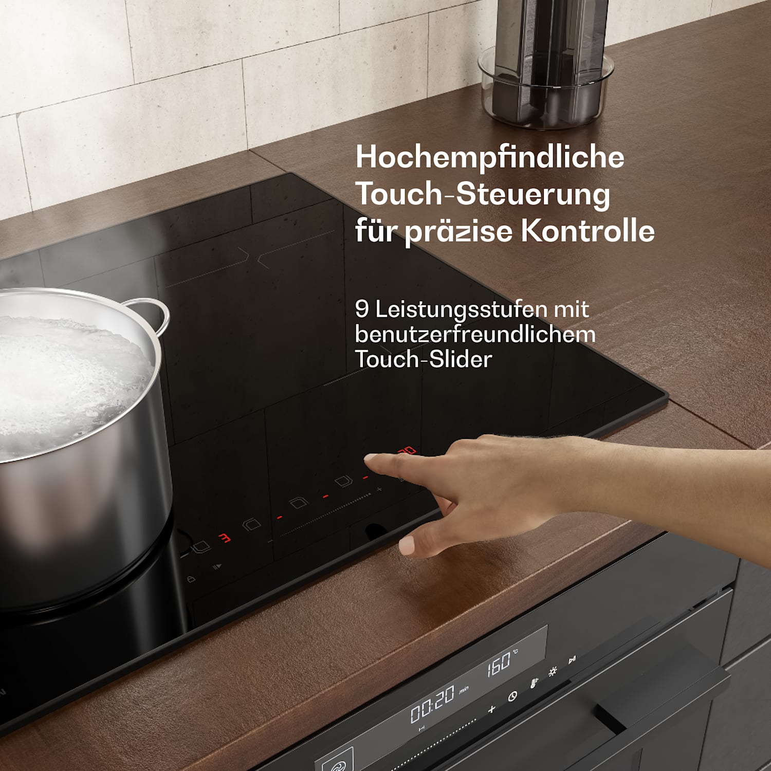 Velaire - Piano cottura a induzione + forno da incasso + cappa telescopica | 60 cm 