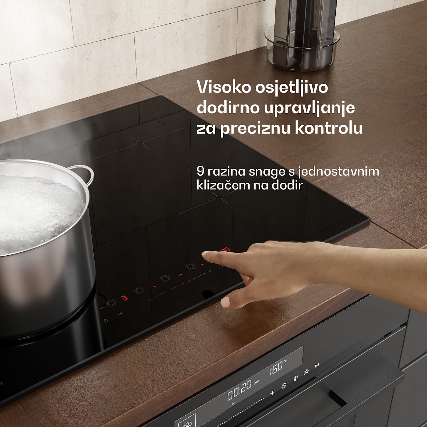 Velaire indukcijska ploča za kuhanje + Velaire ugradbena pećnica + Velaire teleskopska napa | 60 cm 