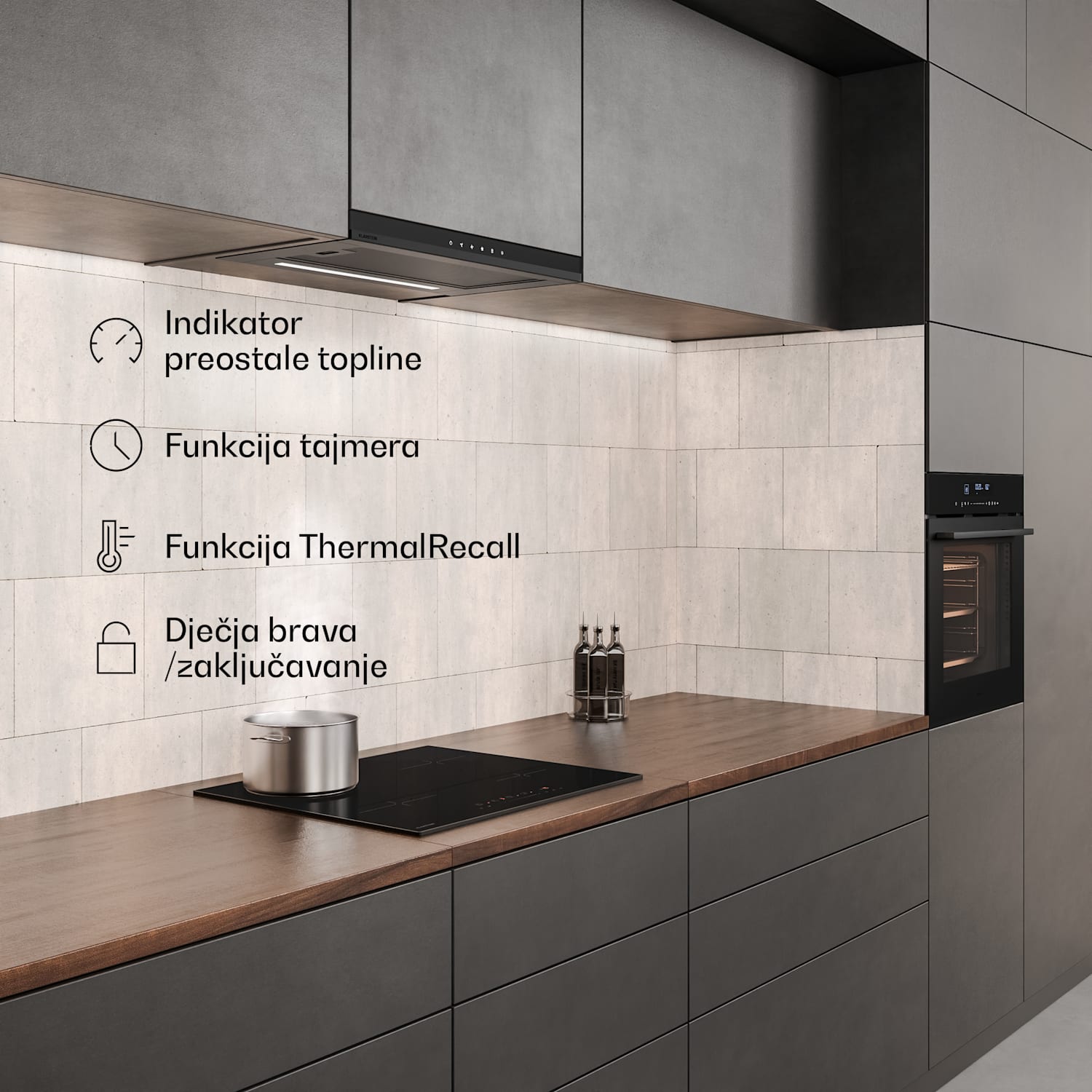 Velaire indukcijska ploča za kuhanje + Velaire ugradbena pećnica + Velaire teleskopska napa | 60 cm 