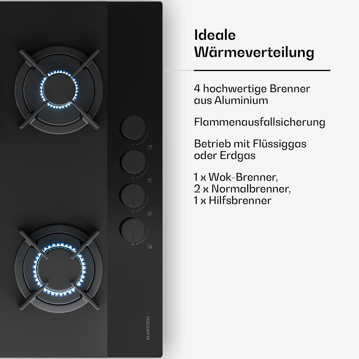 Velaire plaque de cuisson gaz + hotte cheminée Velaire | Minimaliste & Élégant | 60 cm 