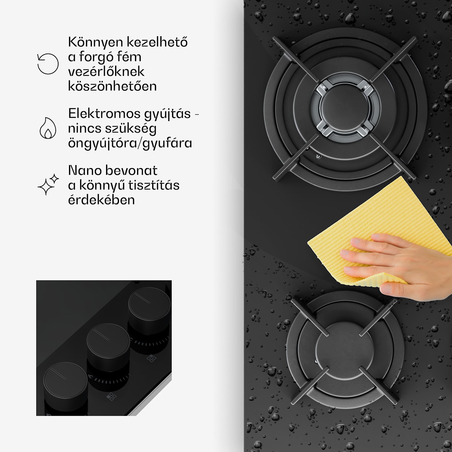 Velaire gázfőzőlap + Velaire kürtős páraelszívó | Minimalista és elegáns | 60 cm 