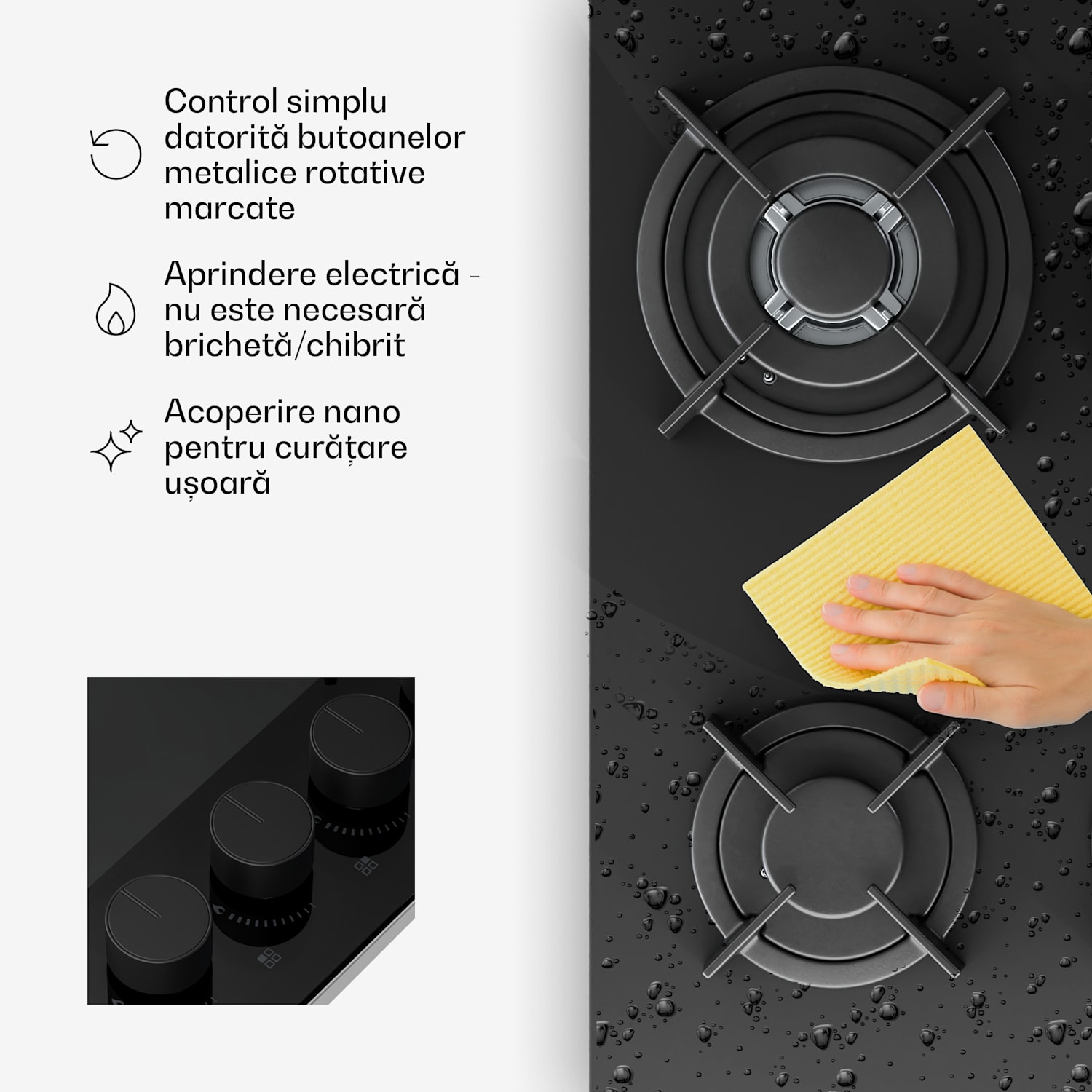 Velaire plită pe gaz + hotă tip coș | Minimalistă & elegantă | 60 cm 