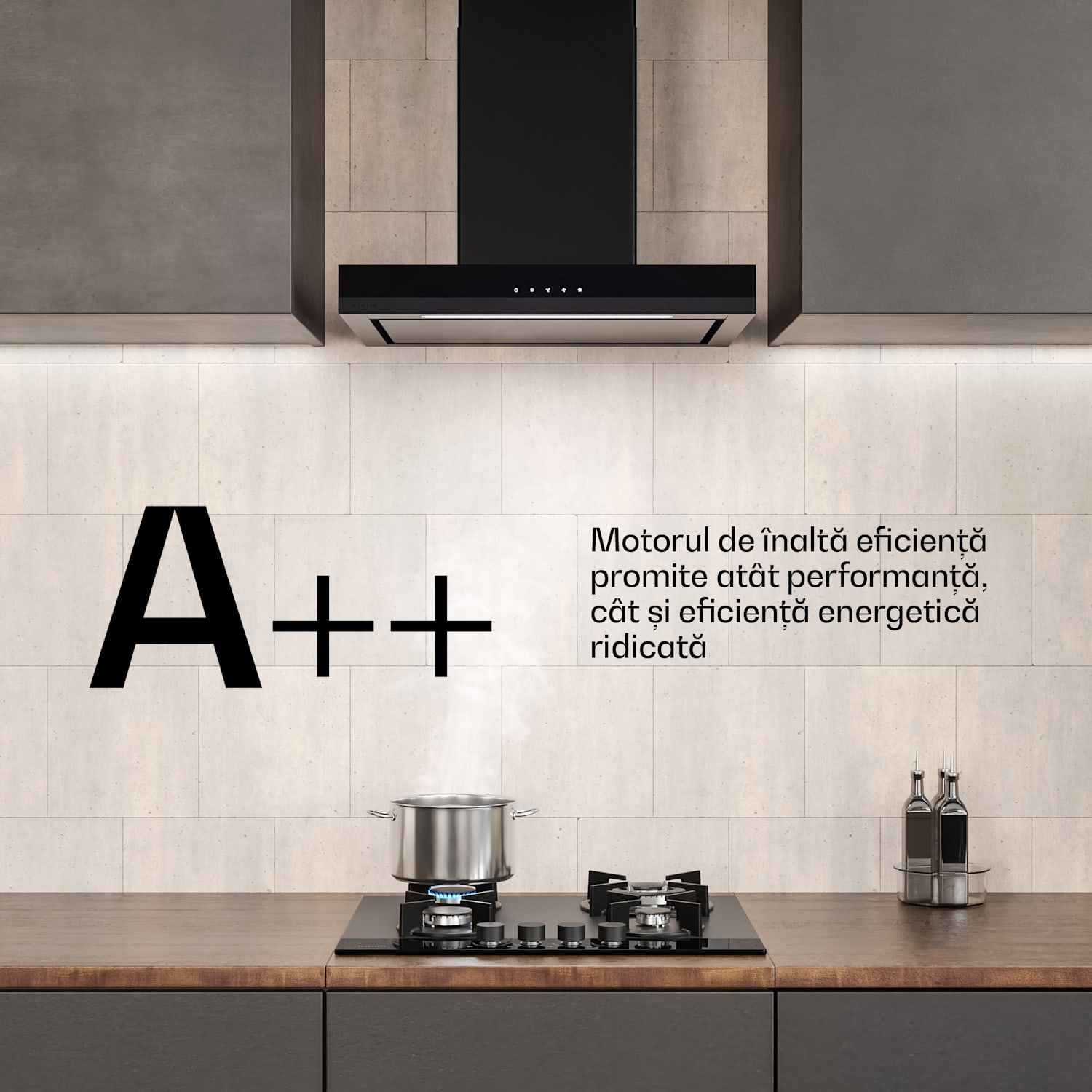 Velaire plită pe gaz + hotă tip coș | Minimalistă & elegantă | 60 cm 