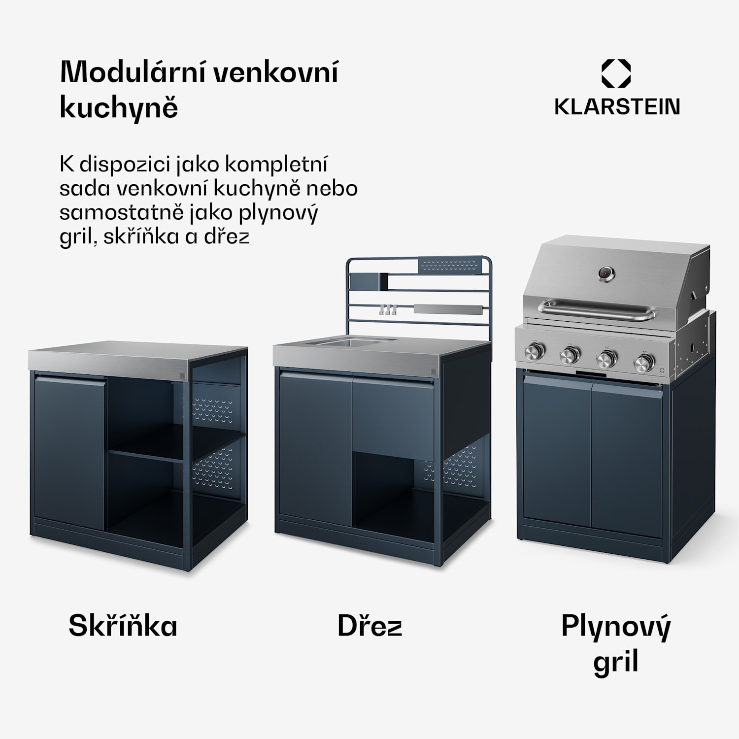 Sada venkovní kuchyně WaldChef | 4 hořáky | 50 mbar | 12 800 W | Vodotěsné | Nerezová ocel Zahradní kuchyně - Sada 50 mbar