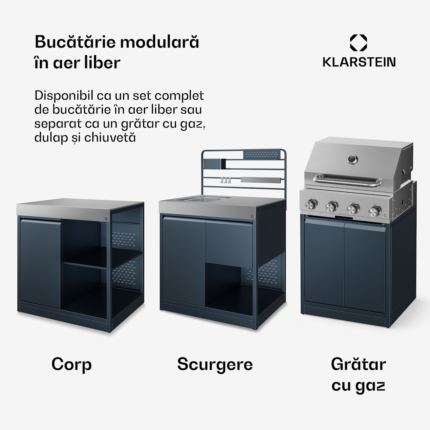 WaldChef set bucătărie în aer liber | 4 arzătoare | 50 mbar | 12 800 W | Rezistent la apă | Oțel inoxidabil Bucătărie de grădină - Set 50 mbar