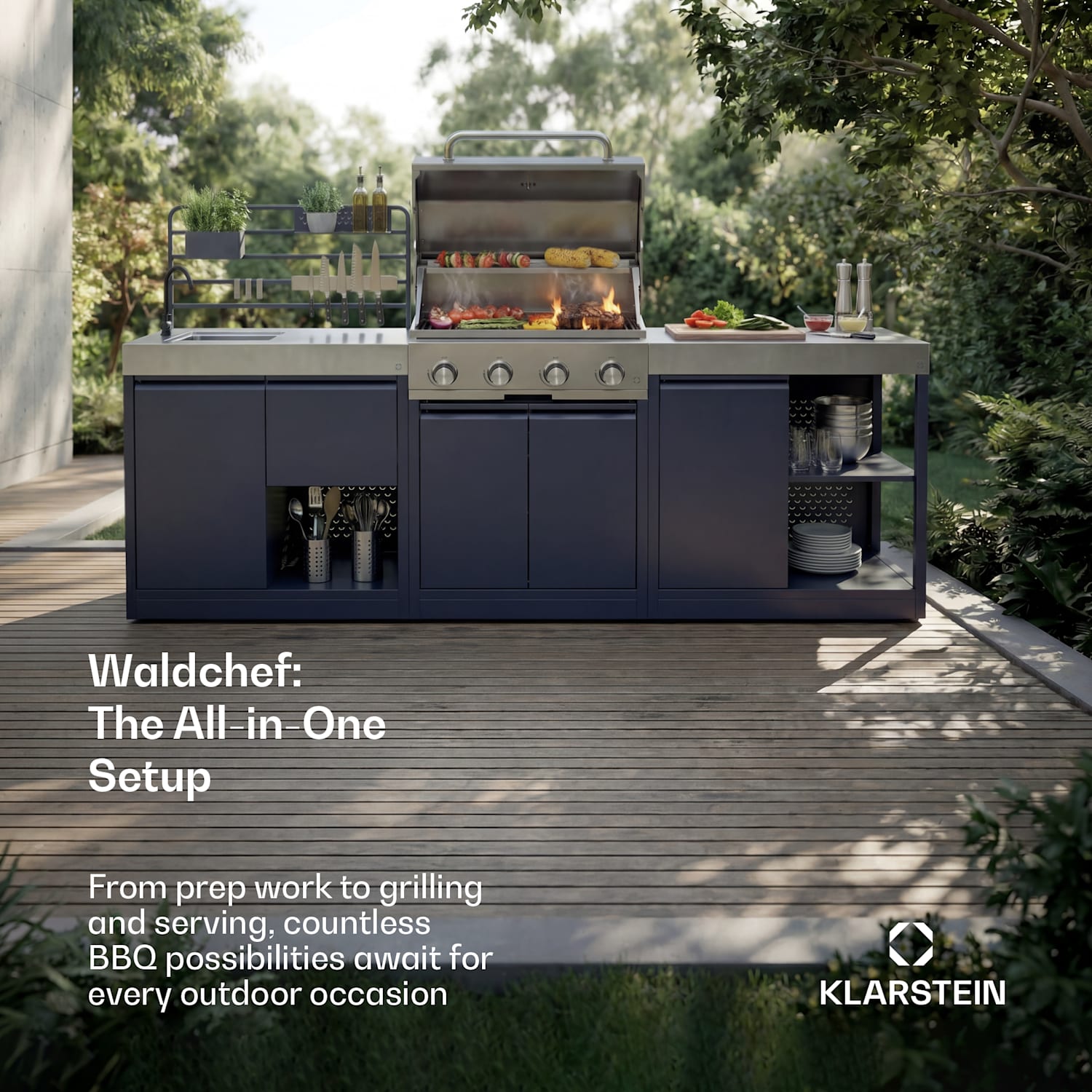 WaldChef outdoor keukenset | 4 brander | 50 mbar | 12800 W | weerbestendig | rvs Tuinkeuken - Set 50 mbar