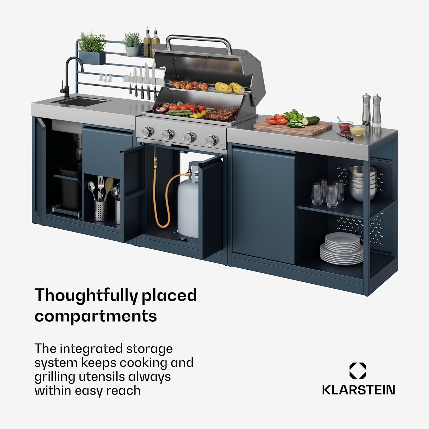 WaldChef outdoor keukenset | 4 brander | 50 mbar | 12800 W | weerbestendig | rvs Tuinkeuken - Set 50 mbar