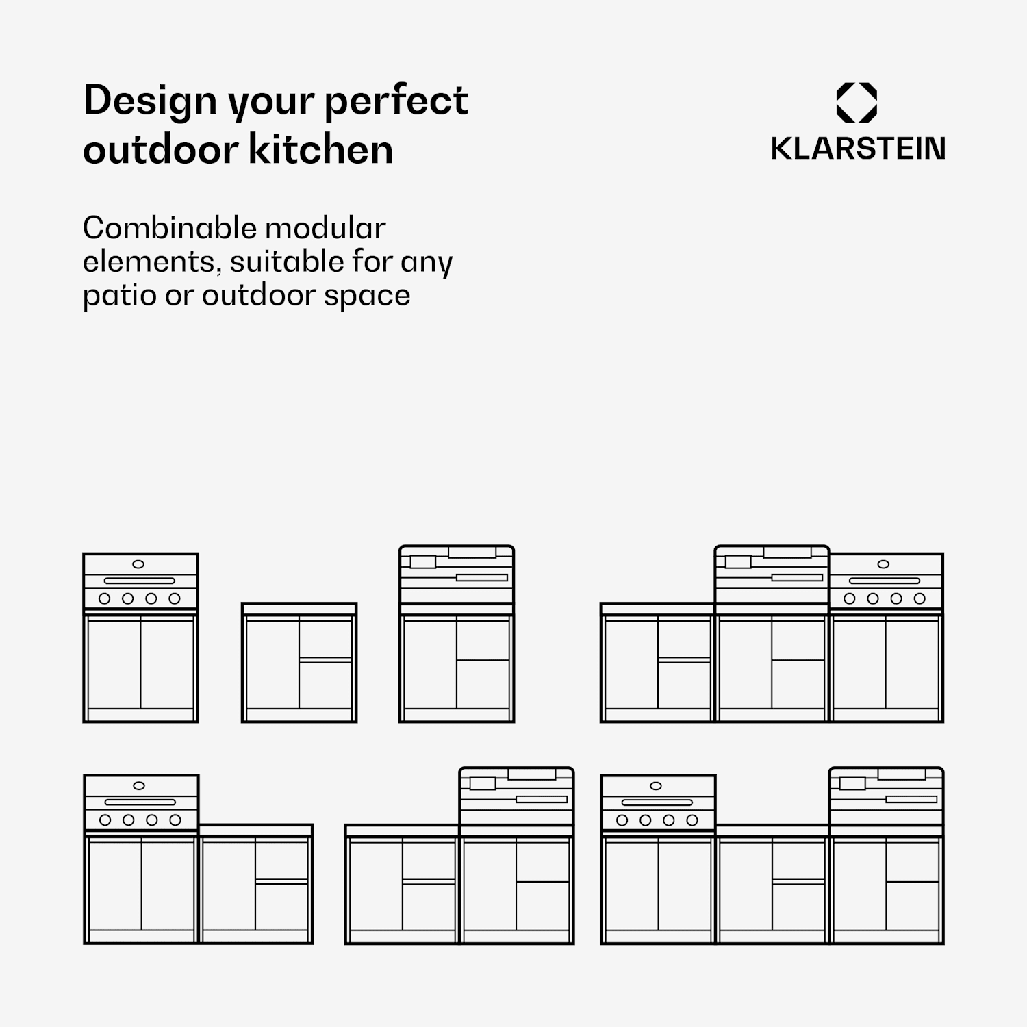 WaldChef outdoor keukenset | 4 brander | 50 mbar | 12800 W | weerbestendig | rvs Tuinkeuken - Set 50 mbar