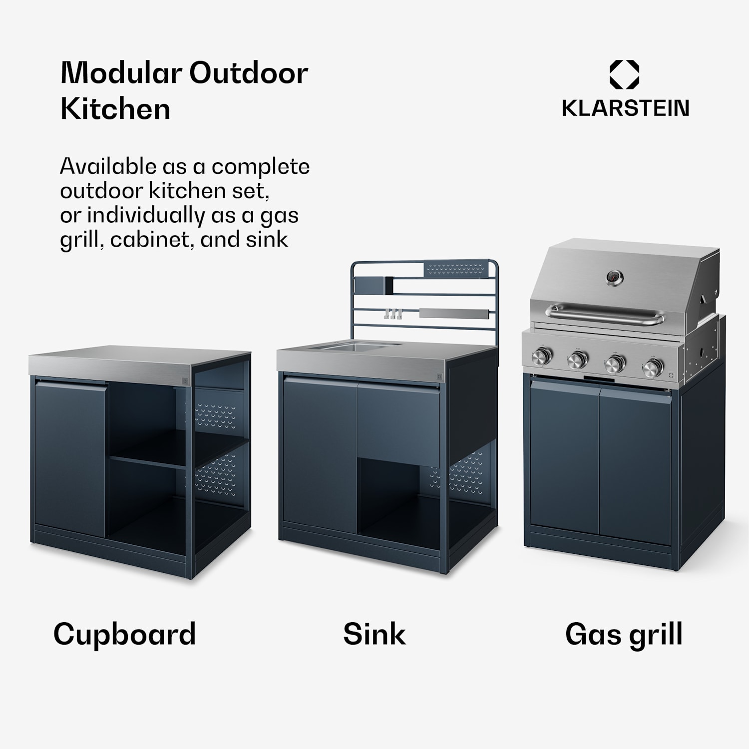 WaldChef outdoor keukenset | 4 brander | 50 mbar | 12800 W | weerbestendig | rvs Tuinkeuken - Set 50 mbar