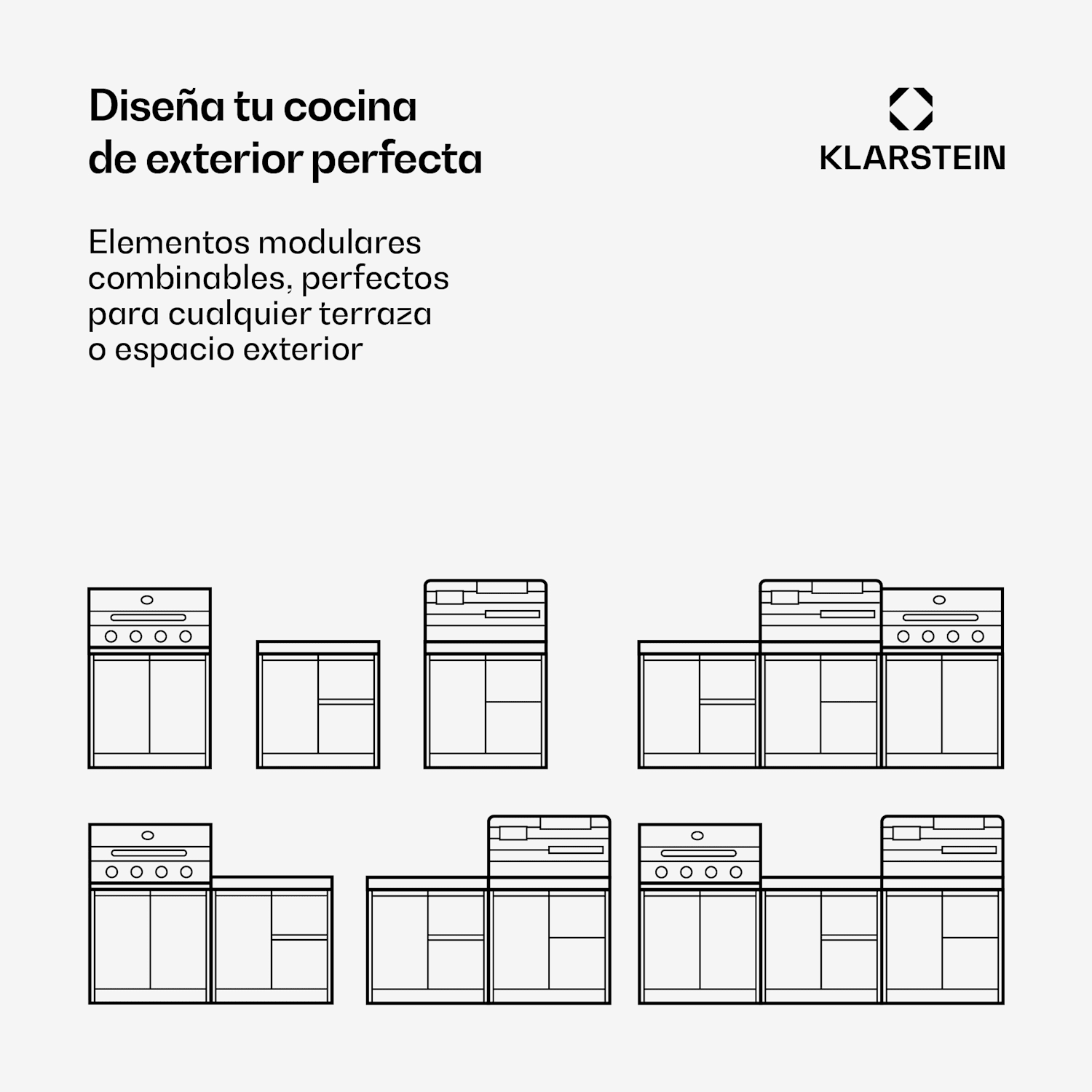 Juego de cocina para exteriores WaldChef | 4 quemadores | 30 mbar | 12.800 W | Resistente a la intemperie | Acero inoxidable Cocina de jardín - Juego de 30 mbar