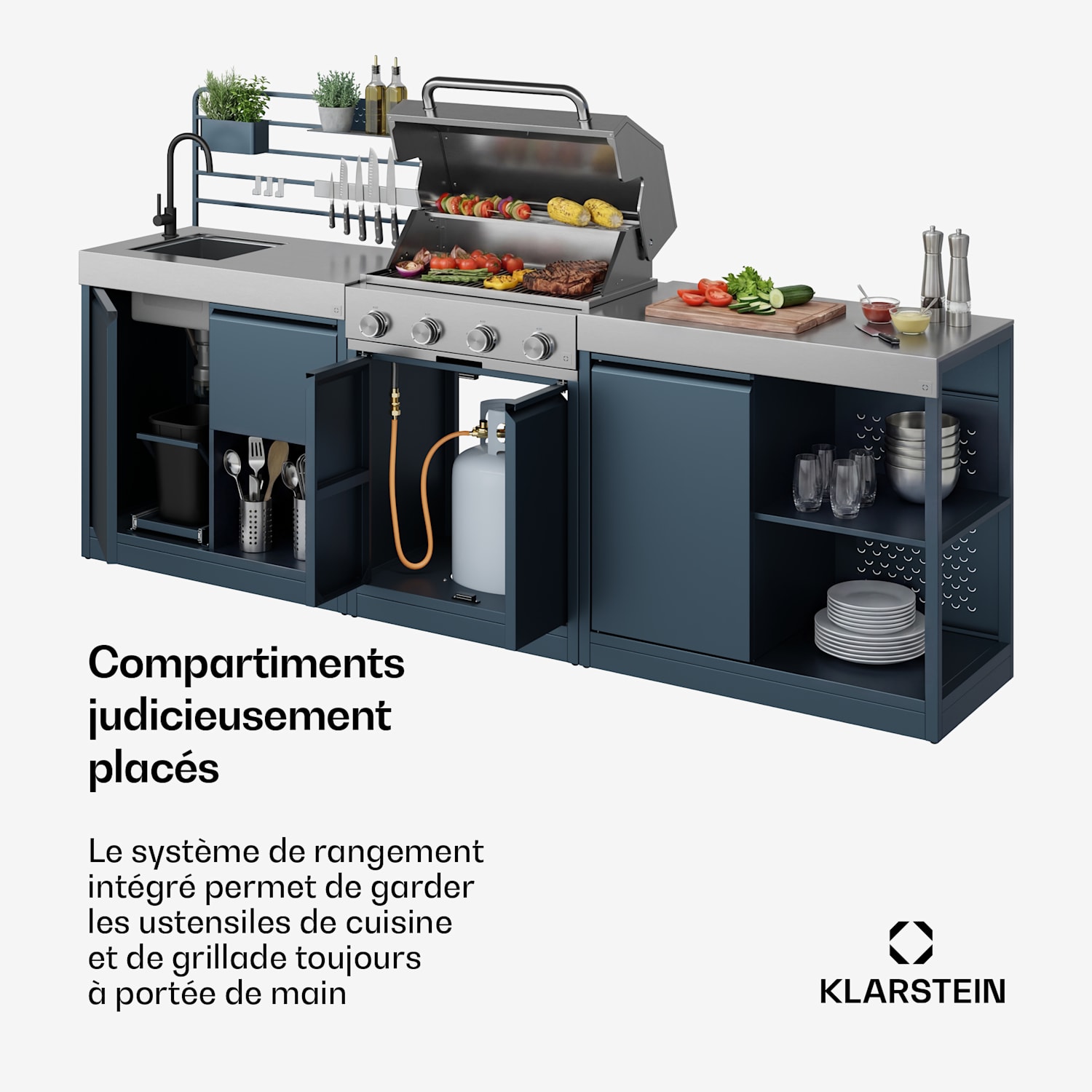 WaldChef outdoor keukenset | 4 brander | 30 mbar | 12800 W | weerbestendig | rvs Tuinkeuken - Set 30 mbar