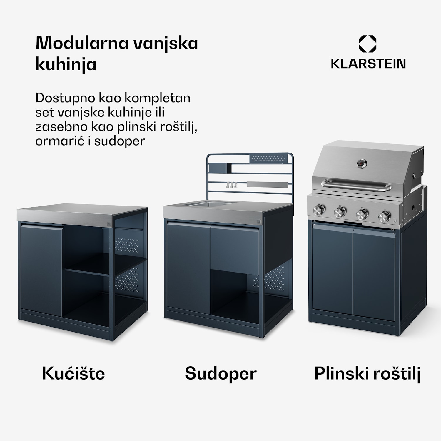 WaldChef vanjski kuhinjski set | 4 plamenika | 30 mbar | 12.800 W | Vodootporan | Nehrđajući čelik Vrtna kuhinja - Set 30 mbar