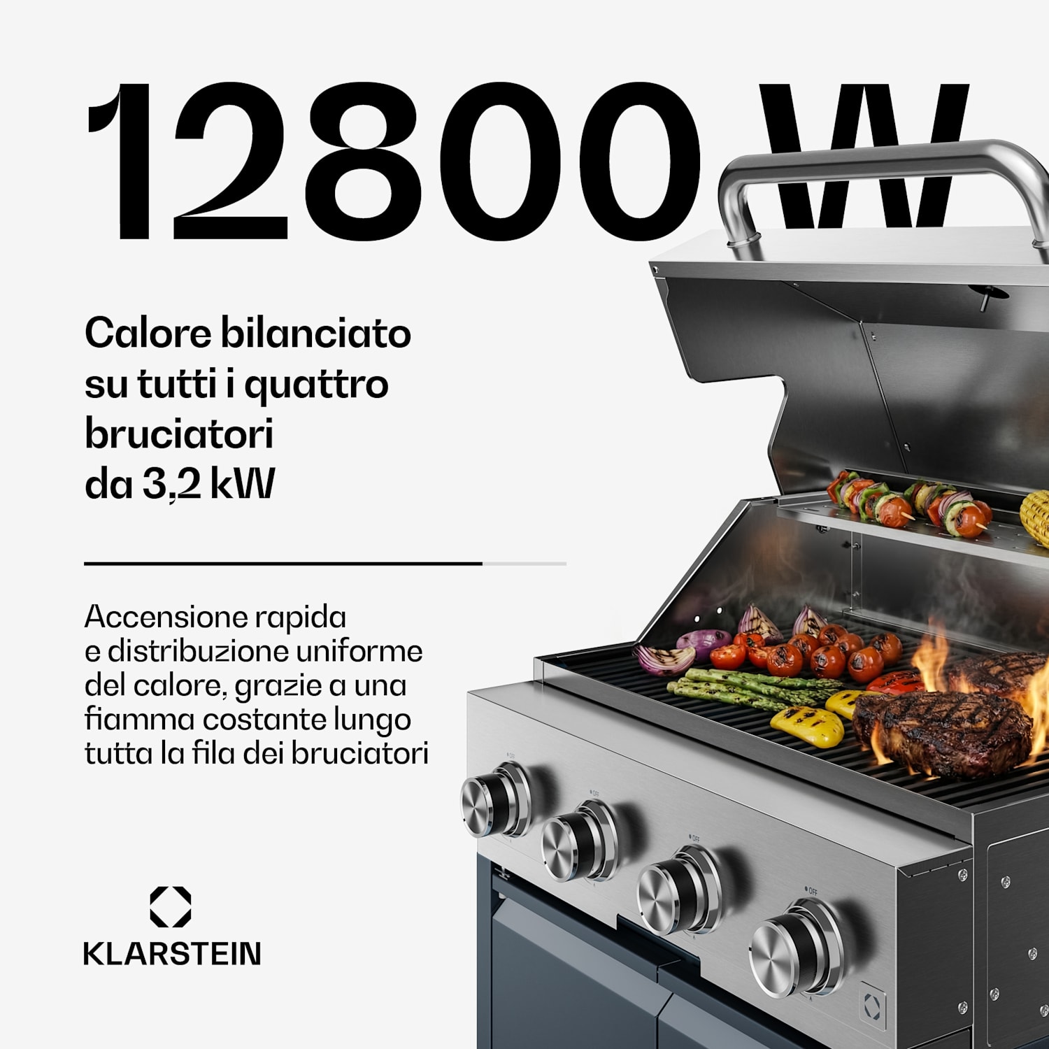 WaldChef - Set da cucina per esterni | 4 bruciatori | 30 mbar | 12800 W | Resistente alle intemperie | Acciaio inox Cucina da giardino - Set da 30 mbar